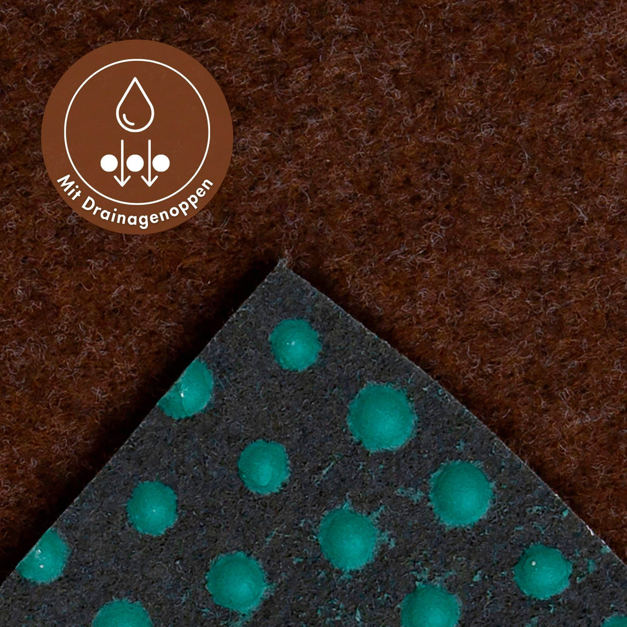 Andiamo Kunstrasen Field Premium | 4 mm Höhe | Nadelfilz-Rasenteppich mit Noppen | UV-beständig & pflegeleicht | Für Balkon, Terrasse & Garten (versch. Größen) braun Andiamo Teppiche