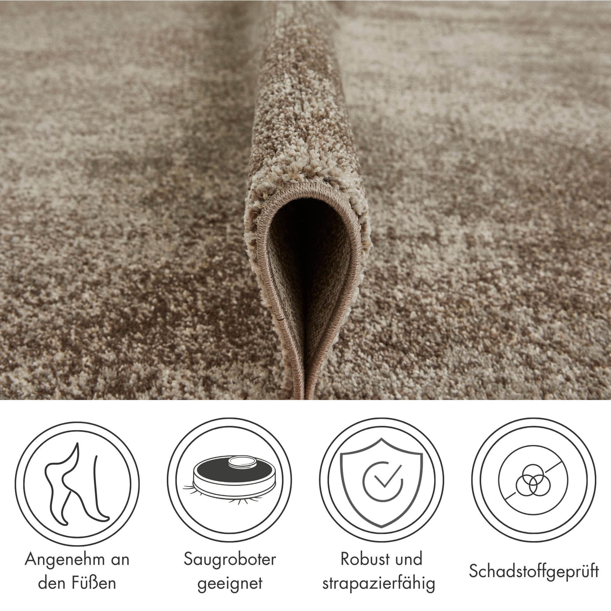 Andiamo Andiamo Teppich Luna – Modern Rectangular 7mm Short Pile Rug | Stain-Resistant Polypropylene | Compatible with Underfloor Heating | Multiple Sizes taupe Teppiche