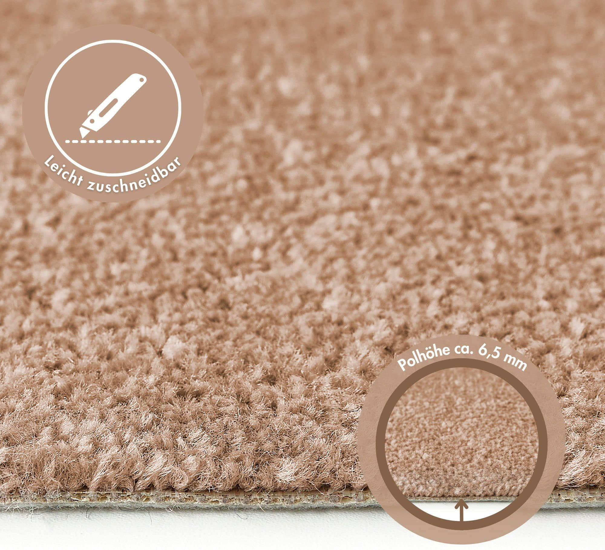 Andiamo Teppichboden Kräuselvelours Ines | 8.5mm Thick | 400cm Wide | GUT-Certified | Allergy-Friendly | Sound-Absorbing | Multiple Uni Colors | Residential Warranty cappuccino Andiamo Teppiche