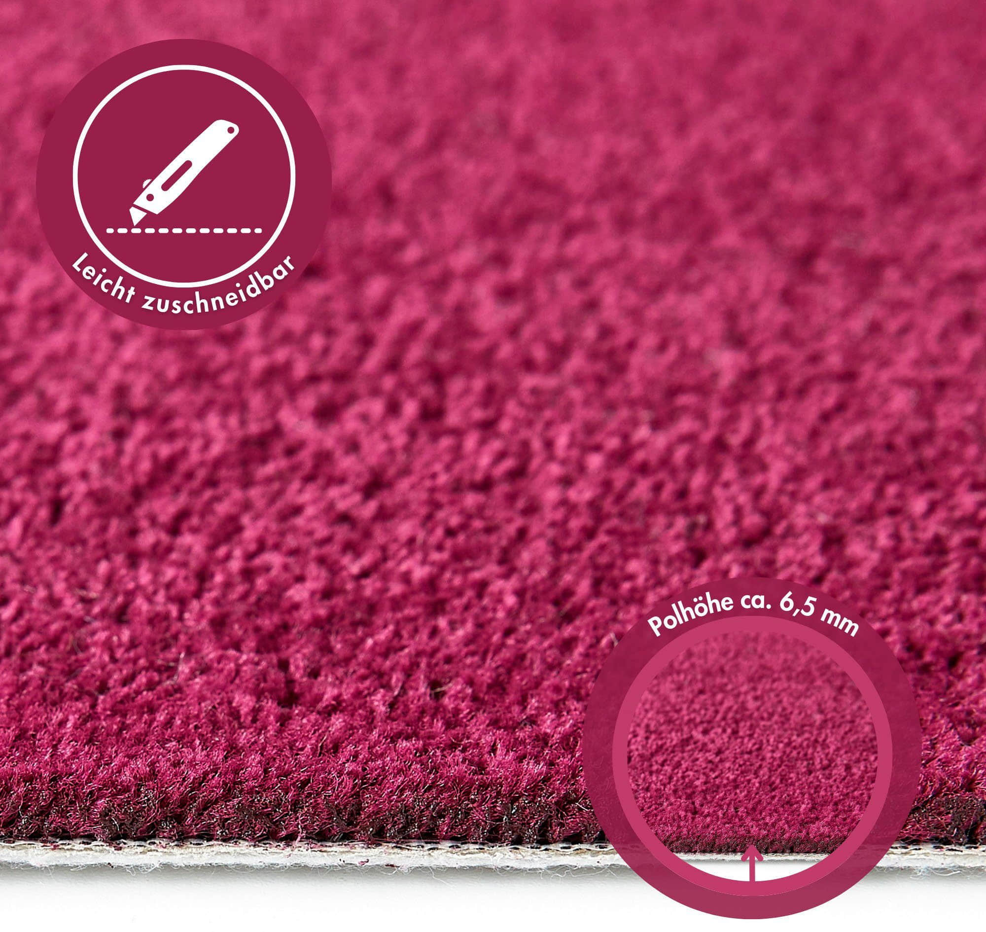 Teppiche Andiamo Andiamo Teppichboden Kräuselvelours Ines | 8.5mm Thick | 400cm Wide | GUT-Certified | Allergy-Friendly | Sound-Absorbing | Multiple Uni Colors | Residential Warranty flieder