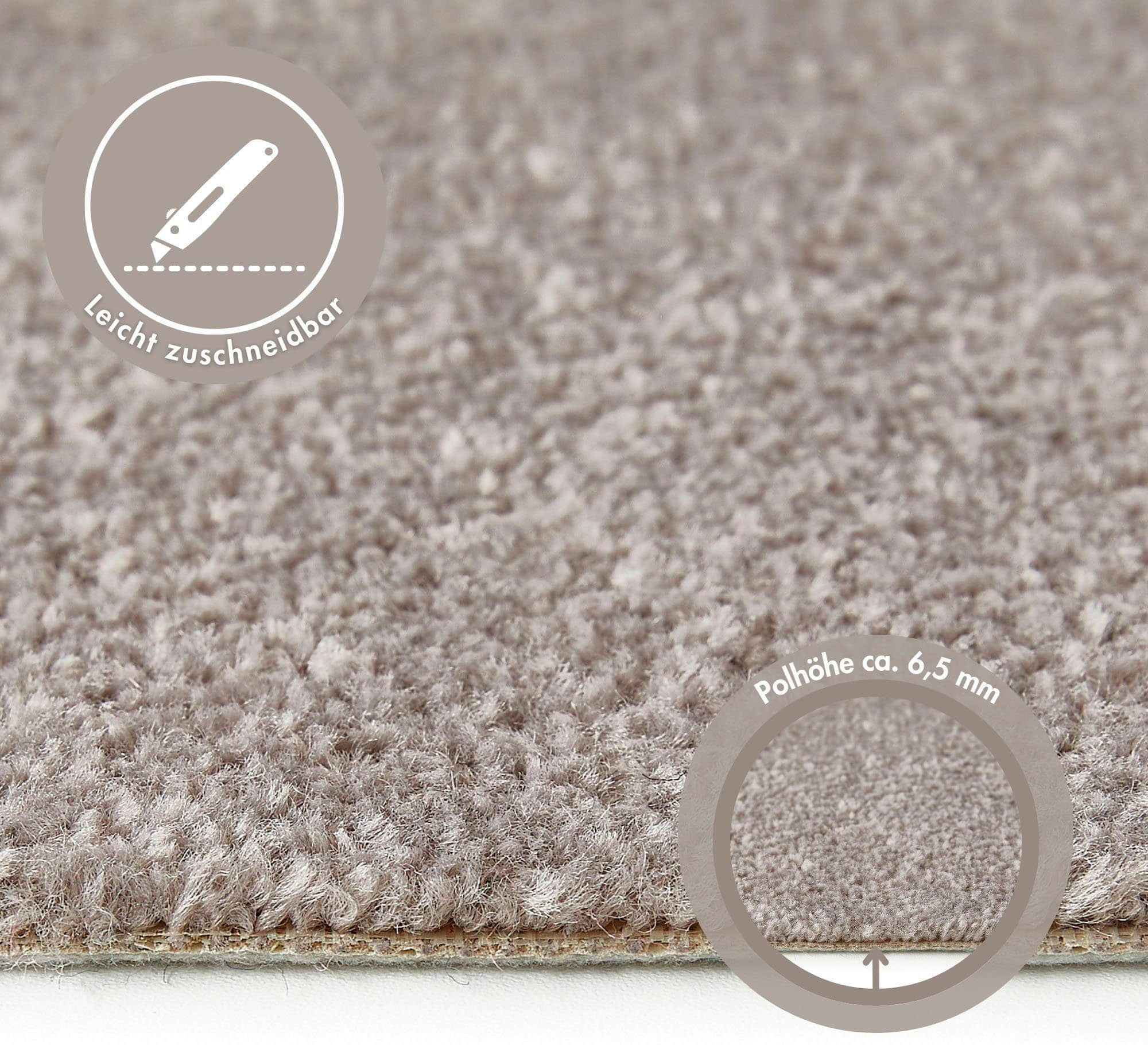 Andiamo Teppichboden Kräuselvelours Ines | 8.5mm Thick | 400cm Wide | GUT-Certified | Allergy-Friendly | Sound-Absorbing | Multiple Uni Colors | Residential Warranty grau Andiamo Teppiche