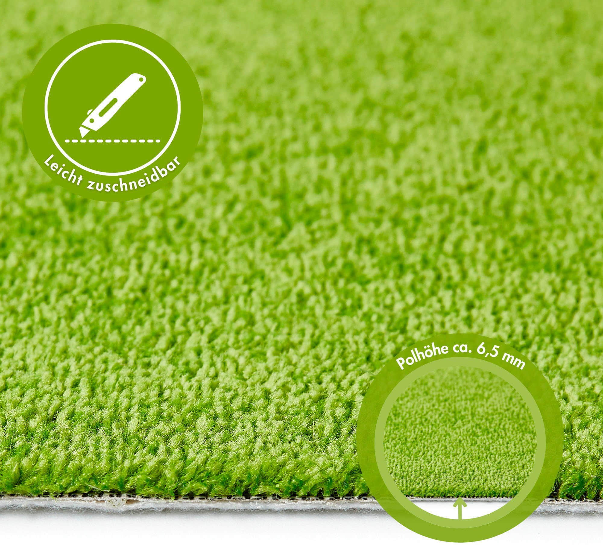 Teppiche Andiamo Andiamo Teppichboden Kräuselvelours Ines | 8.5mm Thick | 400cm Wide | GUT-Certified | Allergy-Friendly | Sound-Absorbing | Multiple Uni Colors | Residential Warranty grün