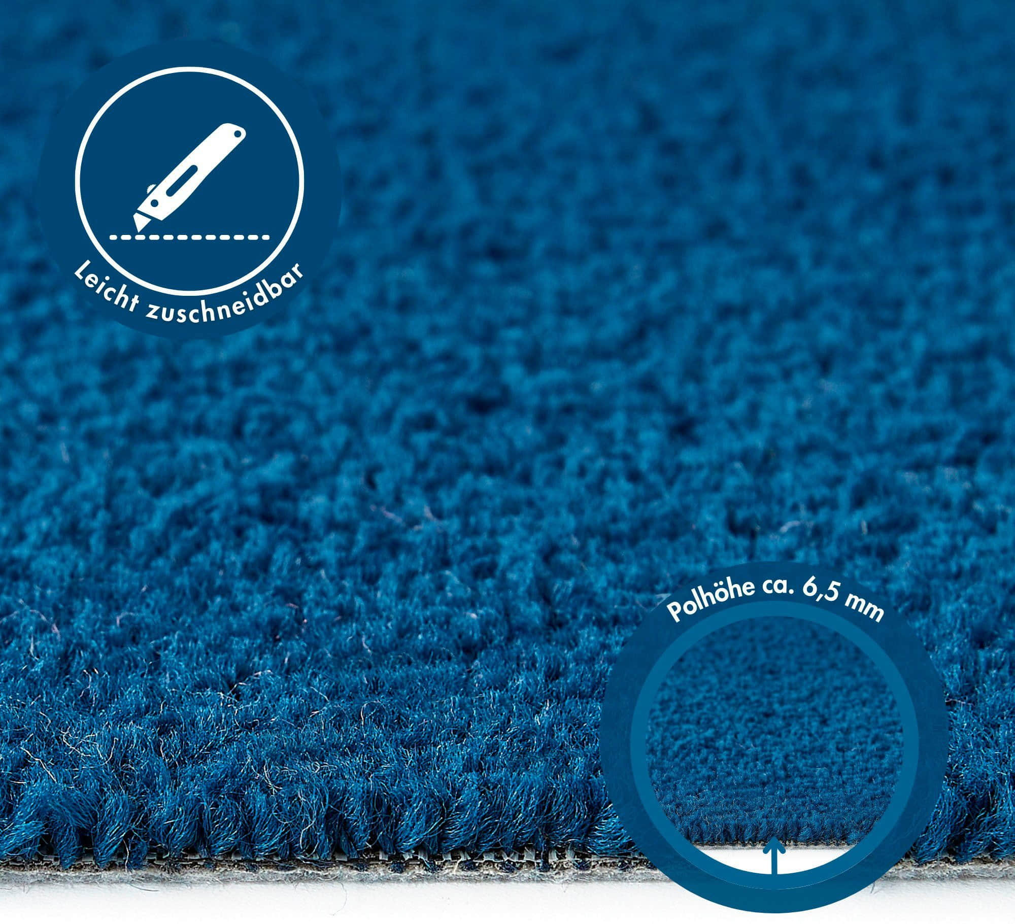 Andiamo Andiamo Teppichboden Kräuselvelours Ines | 8.5mm Thick | 400cm Wide | GUT-Certified | Allergy-Friendly | Sound-Absorbing | Multiple Uni Colors | Residential Warranty dunkelblau Teppiche