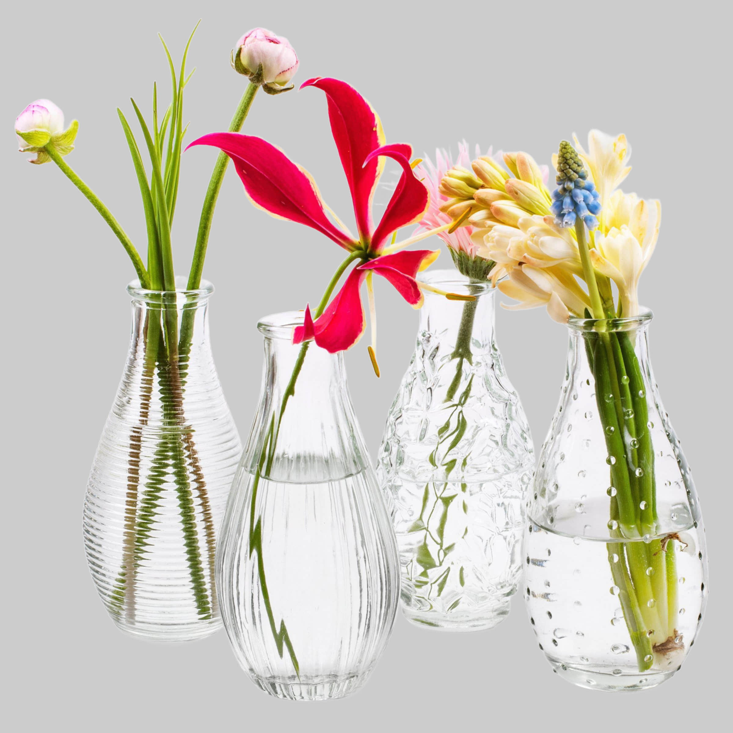 Annastore Dekoration Annastore Vintage Glass Vases Set - 12 Small Decorative Flower Vases (12cm) with Shabby-Chic Patterns - Perfect for Weddings, Restaurants & Home Decor