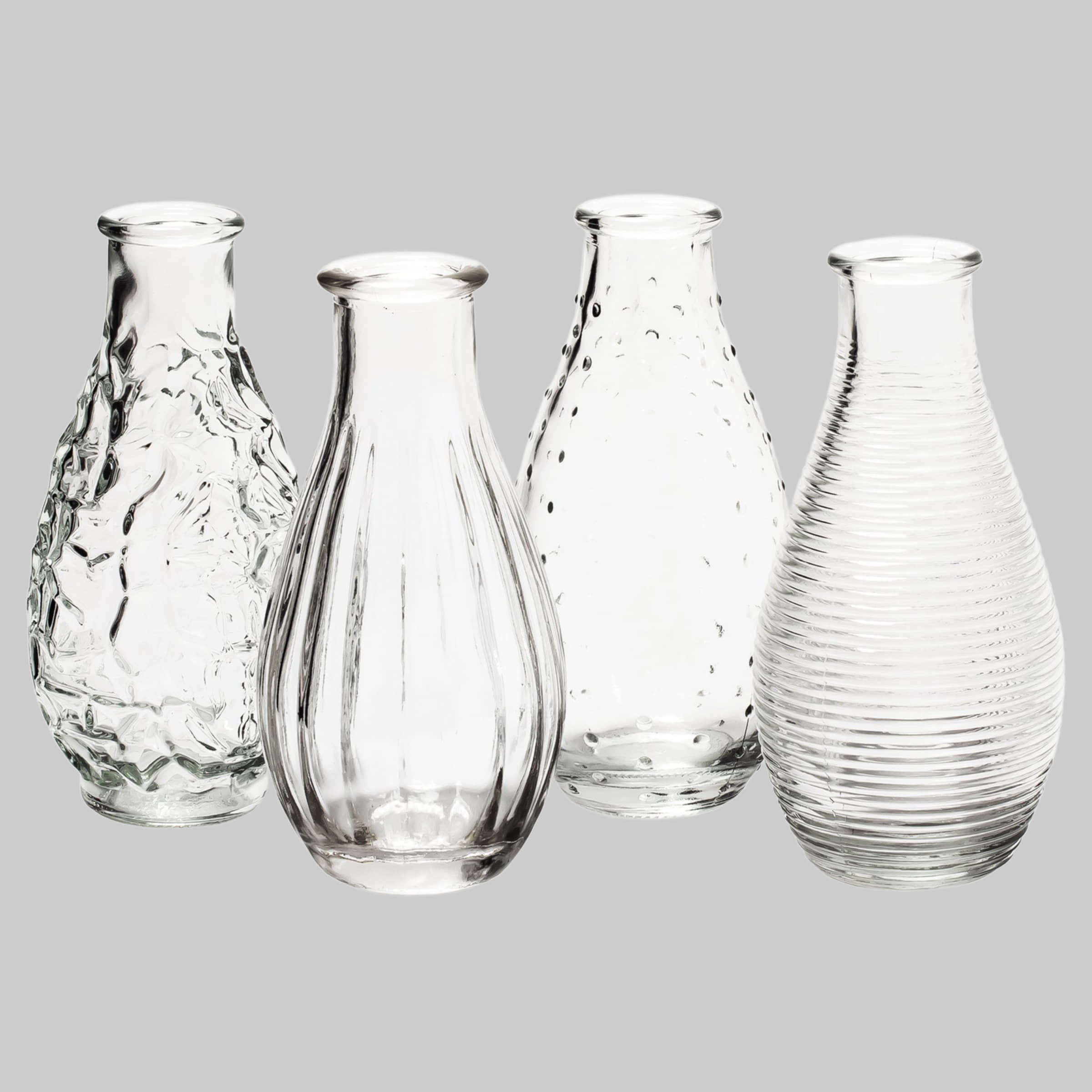 Annastore Dekoration Annastore Vintage Glass Vases Set - 12 Small Decorative Flower Vases (12cm) with Shabby-Chic Patterns - Perfect for Weddings, Restaurants & Home Decor