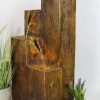 Arnusa BK823 Wood-Effect Garden Fountain with LED Lighting – 75 cm Tall, Polyresin Construction, Waterfall Feature for Patio & Indoor Decor Dekoration Arnusa