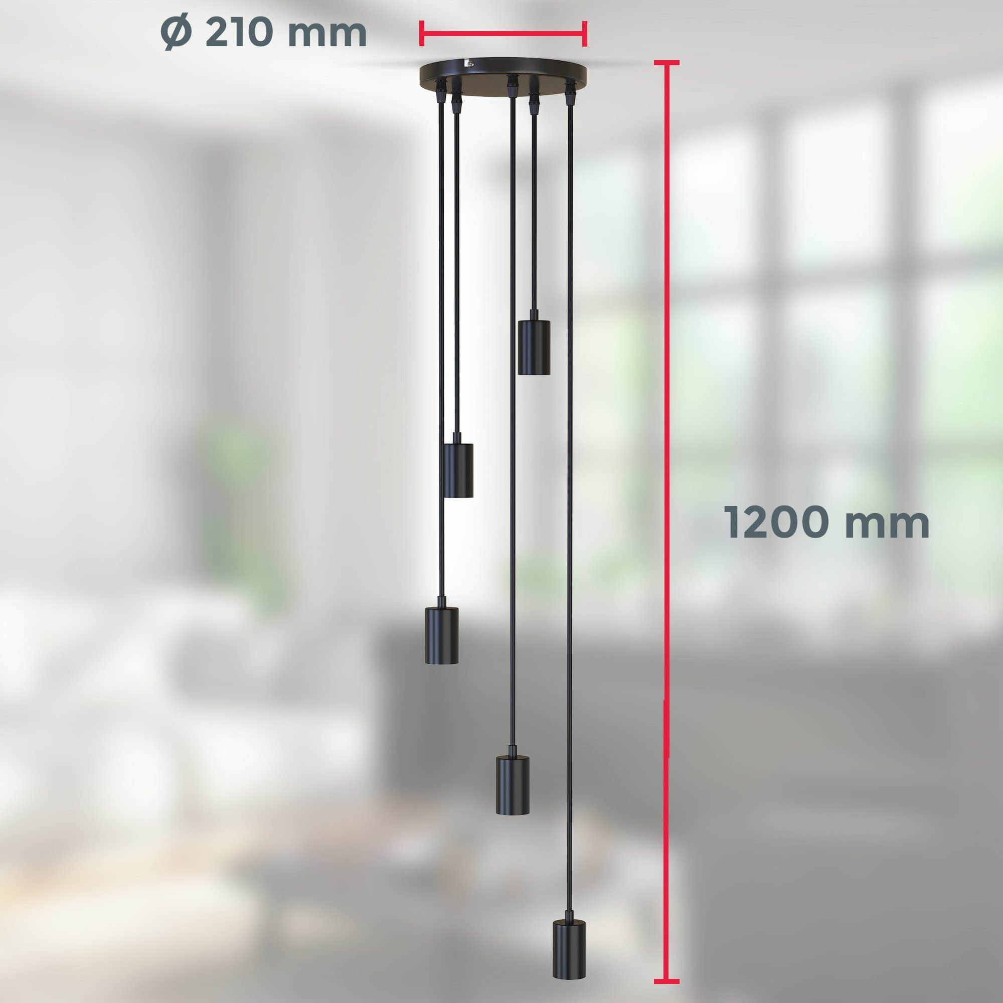 Lampen B.K.Licht B.K.Licht Vintage 5-Flame Pendant Light - Matte Black Retro Hanging Lamp with E27 Sockets | Adjustable Height | Dining Room & Living Room Lighting