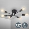 B.K.Licht Vintage Industrial Ceiling Light - 6 Adjustable Arms, Matte Black Finish, E27 Sockets (Bulbs Not Included) - Rustic LED Deckenleuchte B.K.Licht Lampen