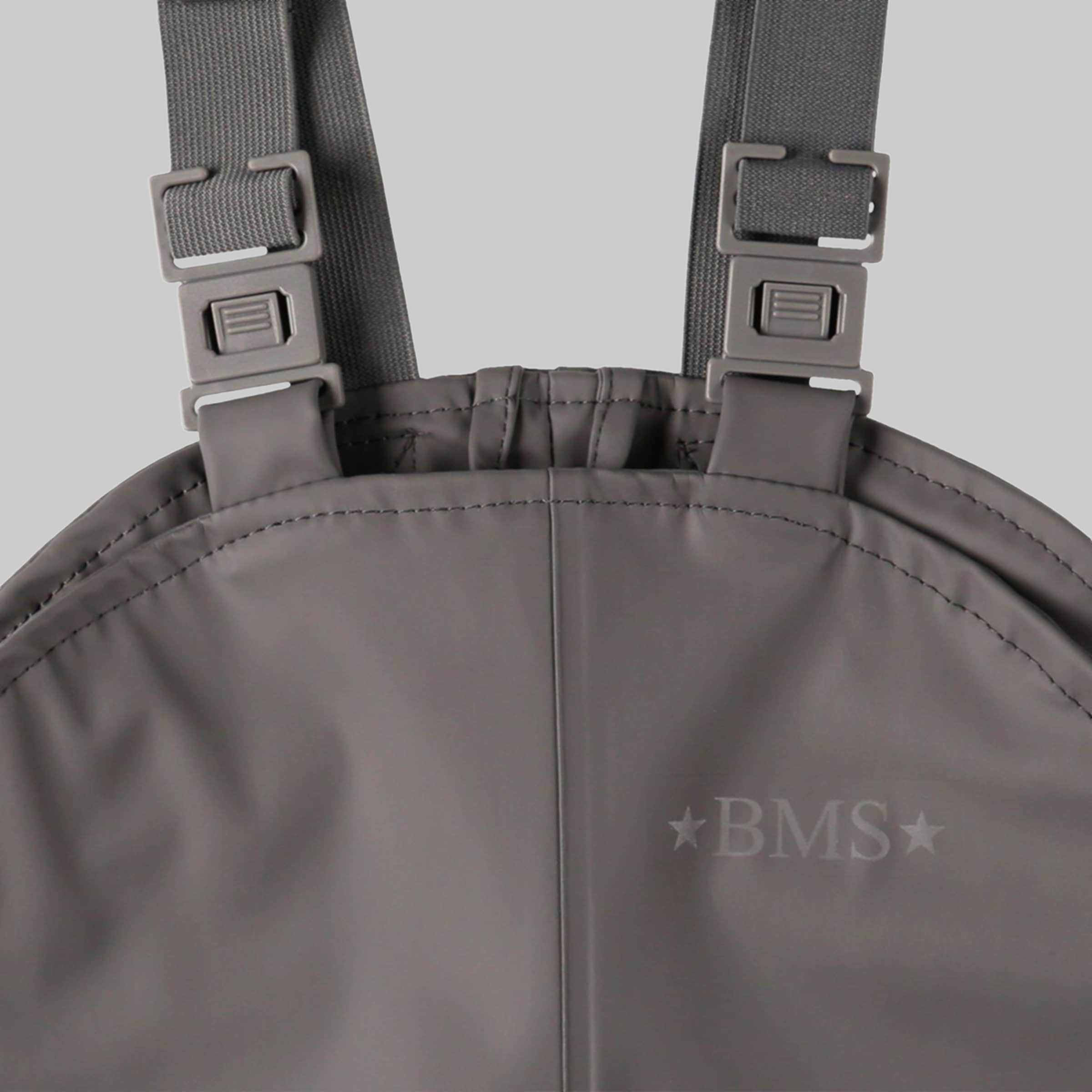 BMS Arbeitsschutzkleidung ★BMS★ Premium Matschlatzhose für Kinder - 100% wasserdicht mit verstellbaren Trägern | Ökotex-100 zertifiziert | Ideal für Waldkindergarten & Outdoor-Aktivitäten grau