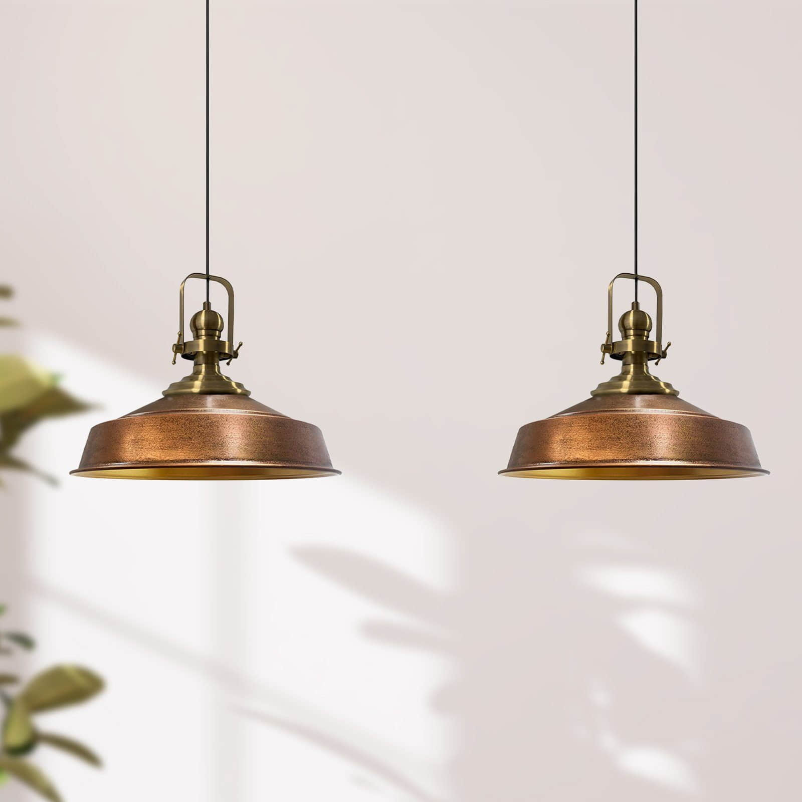 Bamyum Asletl Vintage Pendelleuchte – 2-flammige Metall-Hängelampe E27 Ø41cm | Industrielles Design für Küche & Wohnzimmer | Dimmbar mit 120cm Kabel Kupfer Bamyum Lampen