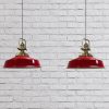 Lampen Bamyum Bamyum Asletl Vintage Pendelleuchte – 2-flammige Metall-Hängelampe E27 Ø41cm | Industrielles Design für Küche & Wohnzimmer | Dimmbar mit 120cm Kabel Rot