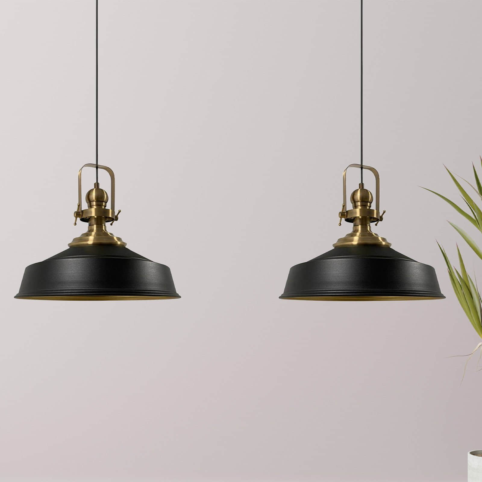 Bamyum Asletl Vintage Pendelleuchte – 2-flammige Metall-Hängelampe E27 Ø41cm | Industrielles Design für Küche & Wohnzimmer | Dimmbar mit 120cm Kabel Schwarz Bamyum Lampen