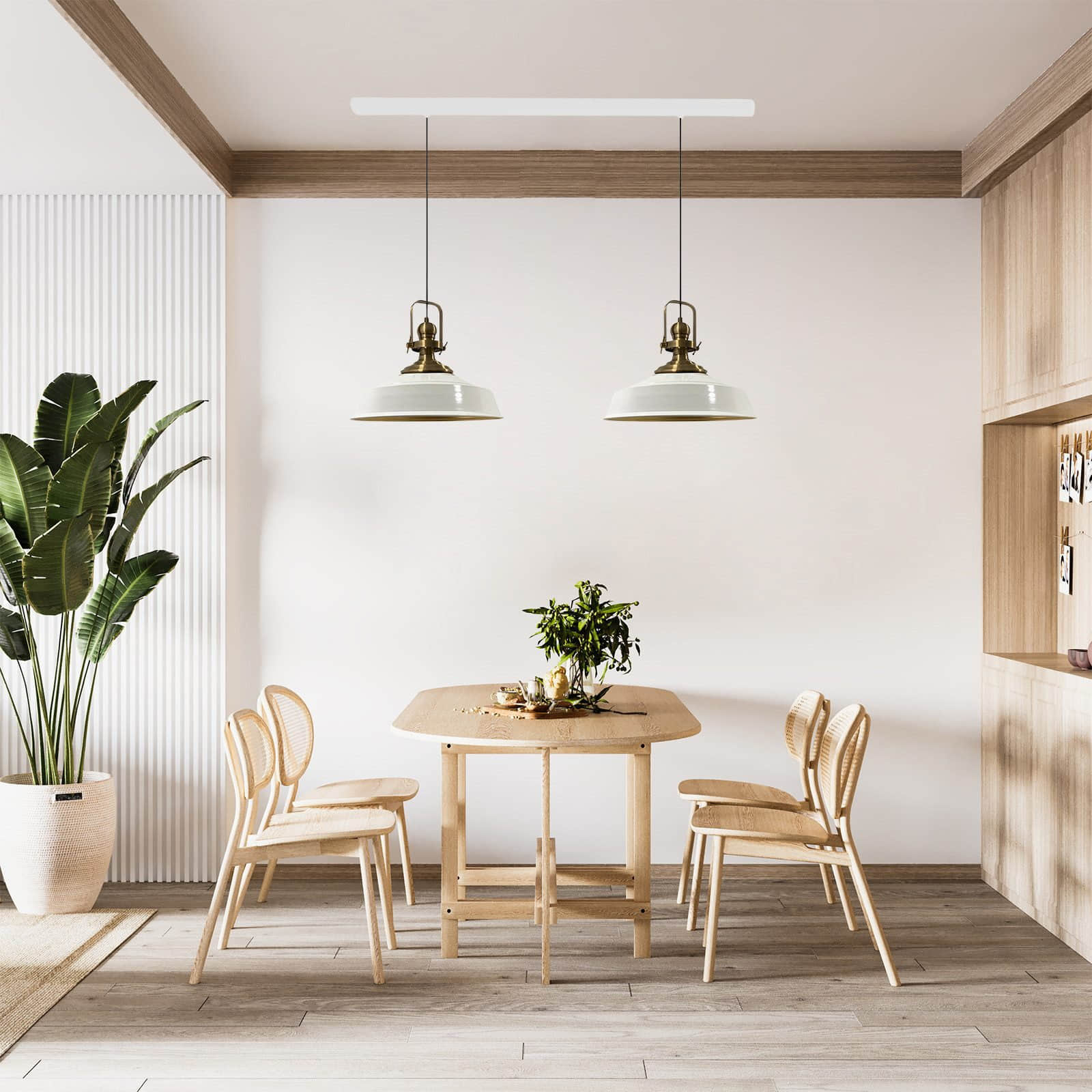 Bamyum Lampen Bamyum Asletl Vintage Pendelleuchte – 2-flammige Metall-Hängelampe E27 Ø41cm | Industrielles Design für Küche & Wohnzimmer | Dimmbar mit 120cm Kabel Weiß