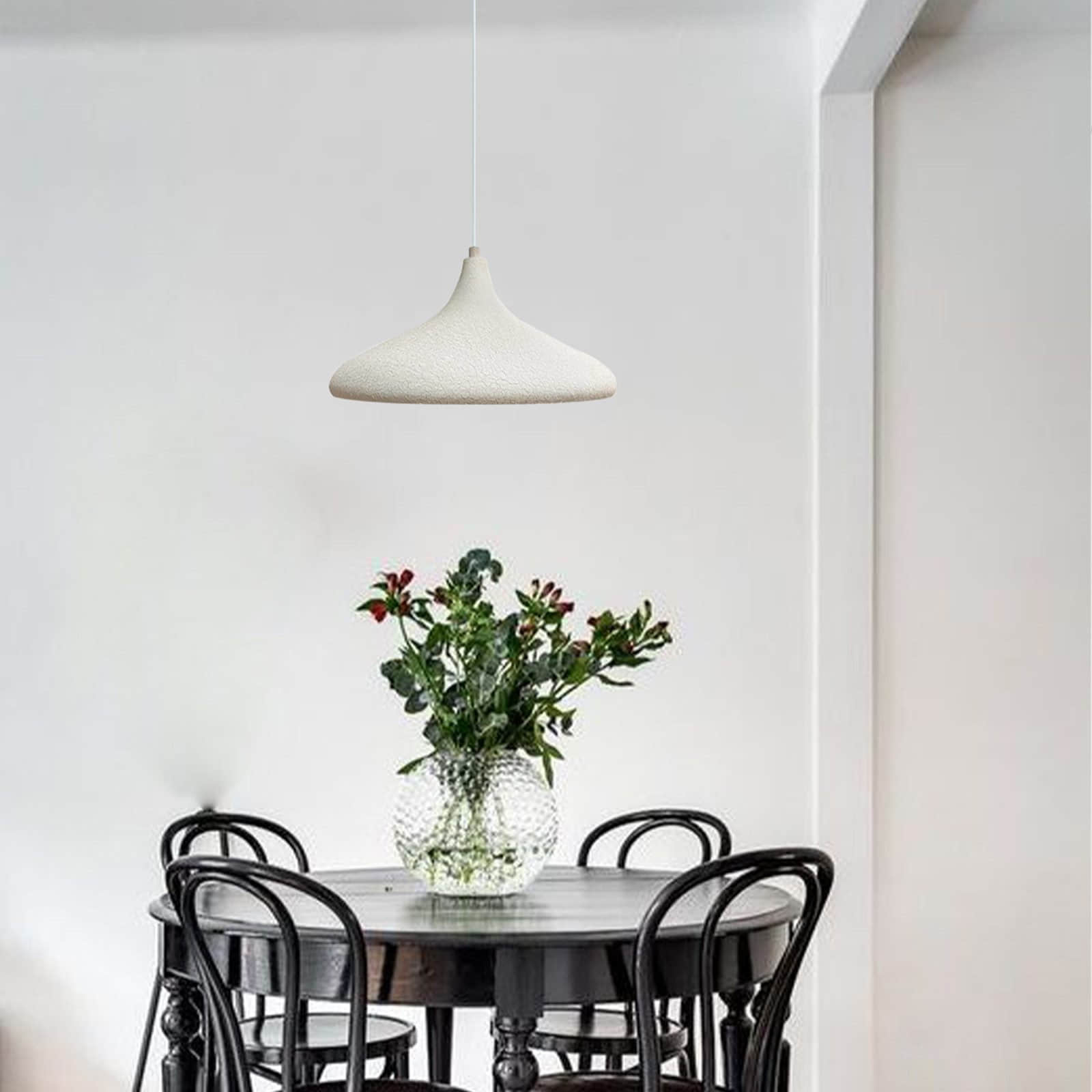 Bamyum Champion Scandinavian Hanging Lamp - 35 cm Wood & Metal Pendant Light with Gold Interior, Dimmable E27 Socket for Dining Table & Living Room Bamyum Lampen