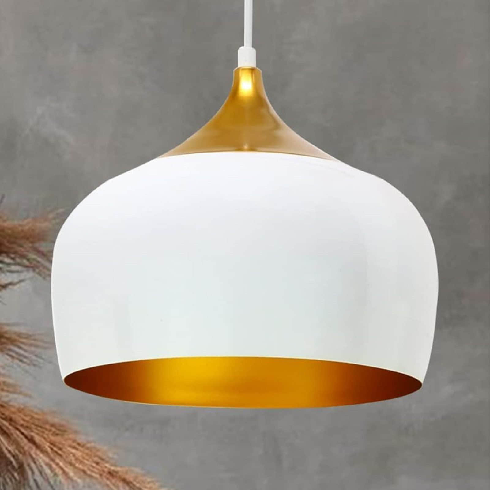 Bamyum Bamyum Orema Industrial Vintage Metall Hängelampe – Pendelleuchte Ø30 cm, E27, dimmbar | Wohnzimmer, Küche, Büro Weiß Lampen