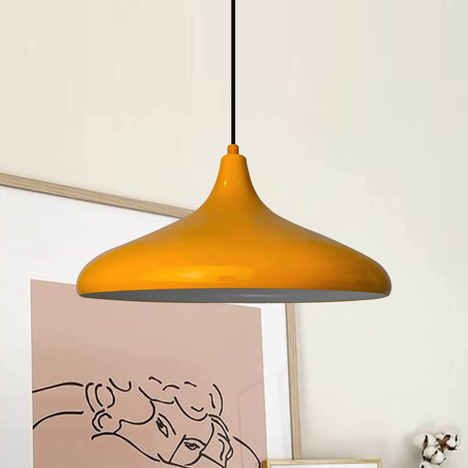 Bamyum Lampen Bamyum Pendelleuchte 35 cm – Moderne Metall-Lampe mit E27 Fassung für Wohnzimmer, Küche & mehr | Dimmbar & hochwertig verarbeitet Gelb