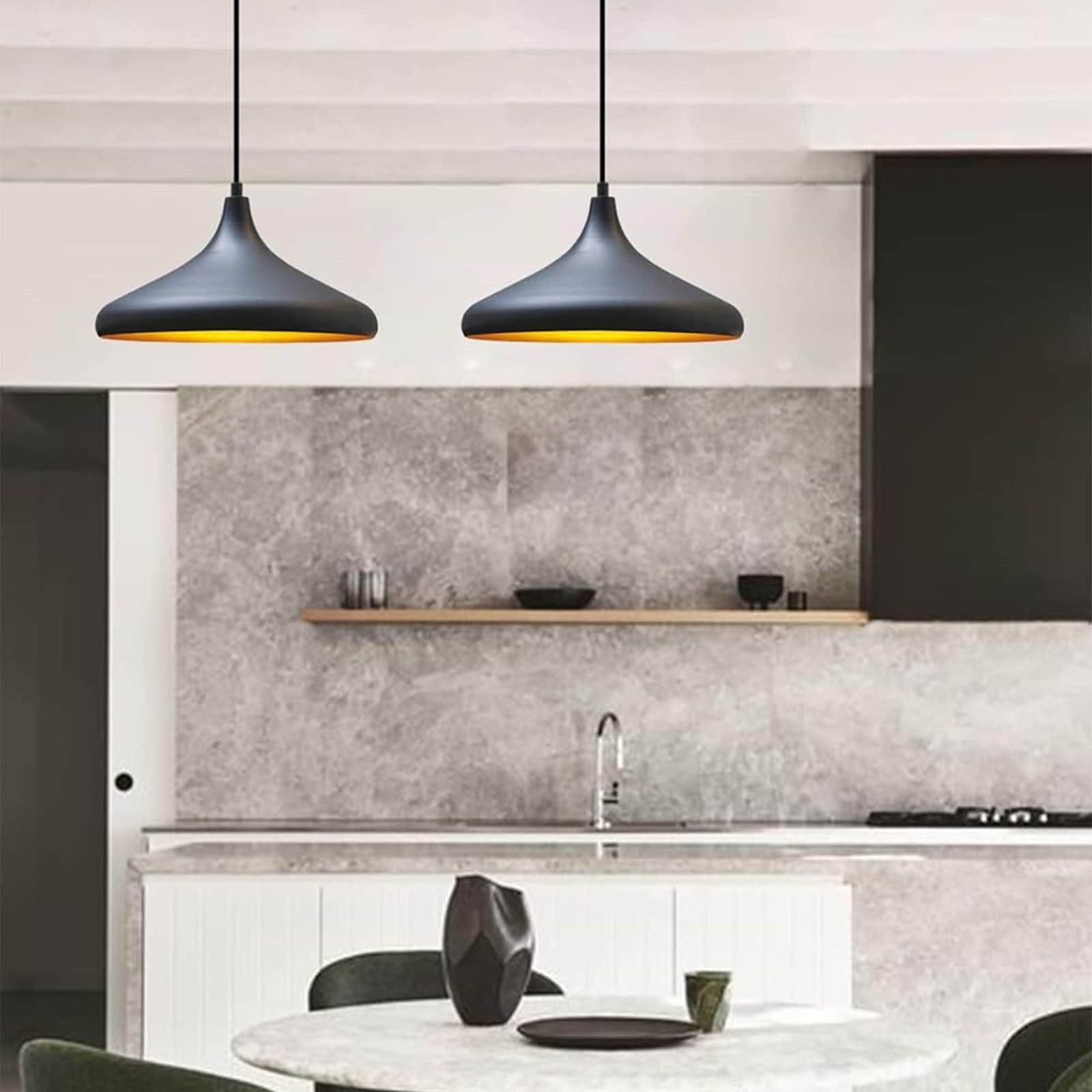 Lampen Bamyum Bamyum Pendelleuchte 35 cm – Moderne Metall-Lampe mit E27 Fassung für Wohnzimmer, Küche & mehr | Dimmbar & hochwertig verarbeitet Schwarz