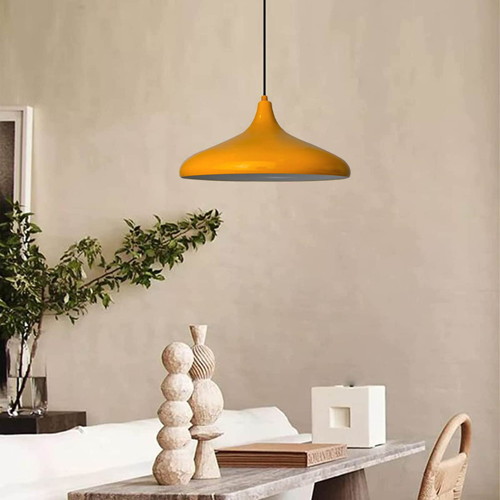 Bamyum Lampen Bamyum Pendelleuchte 35 cm – Moderne Metall-Lampe mit E27 Fassung für Wohnzimmer, Küche & mehr | Dimmbar & hochwertig verarbeitet Gelb