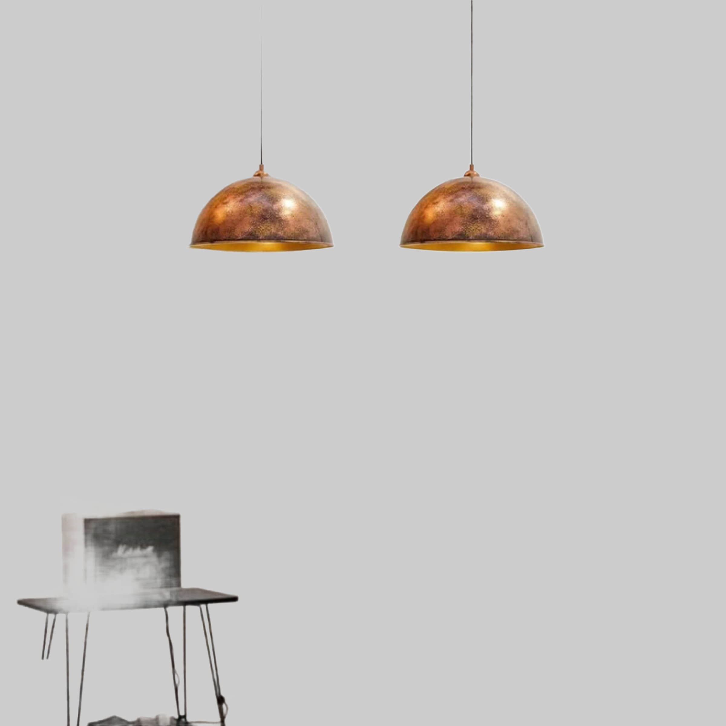 Lampen Bamyum Bamyum Vintage Industrial Pendant Lamp - 40cm Antique Copper Metal Shade, E27 Socket, Adjustable Hanging Light for Dining Room & Kitchen