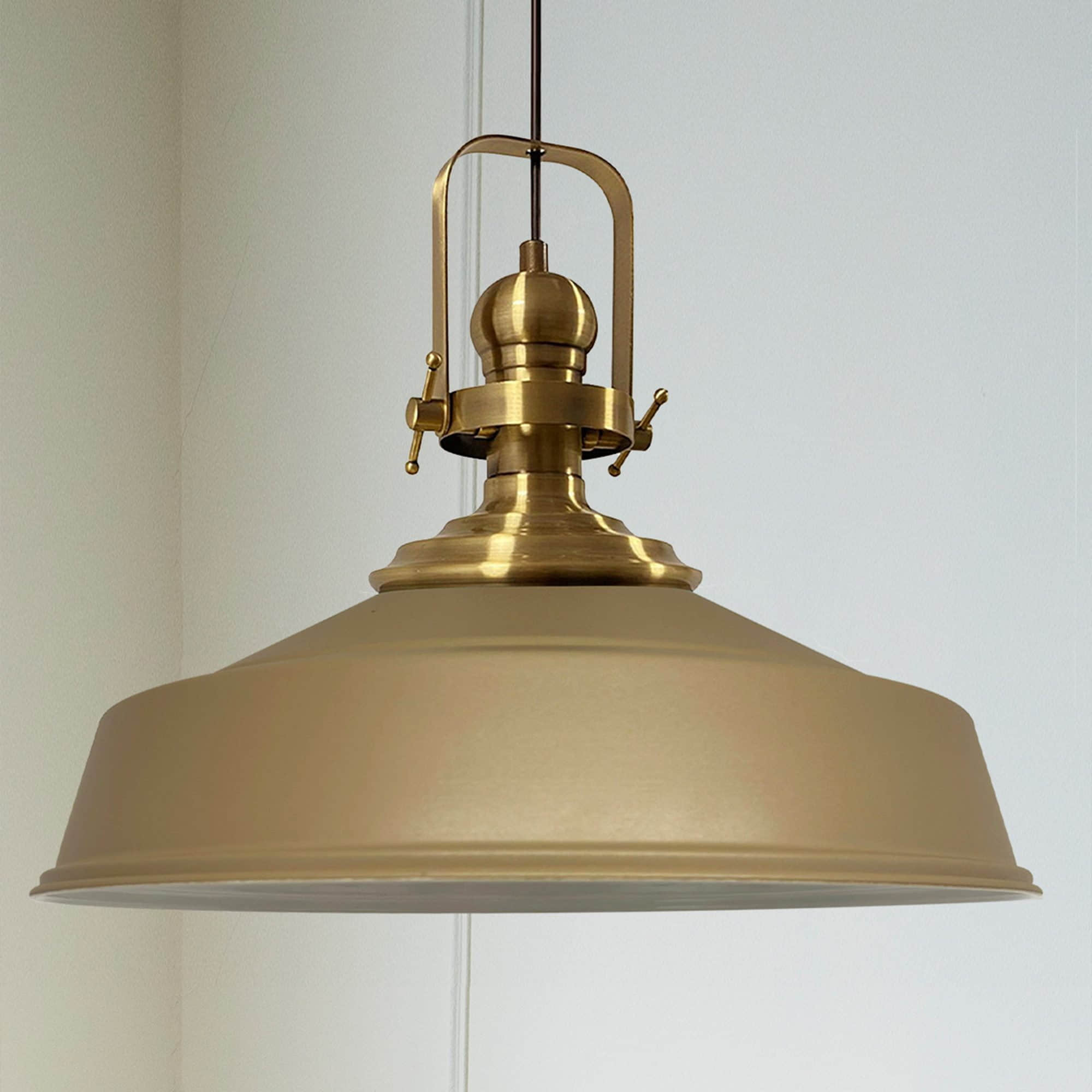 Bamyum Bamyum Vintage Metal Pendant Light - 41cm E27 Hanging Lamp with Adjustable Cable, Dimmable (Bulb Not Included) - Copper/Gold Finish Beige Lampen