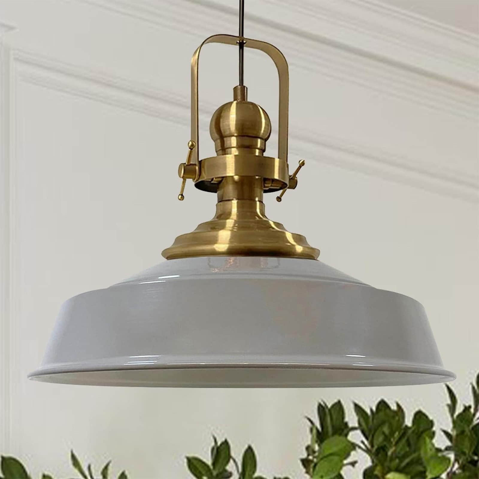 Bamyum Bamyum Vintage Metal Pendant Light - 41cm E27 Hanging Lamp with Adjustable Cable, Dimmable (Bulb Not Included) - Copper/Gold Finish Grau Lampen