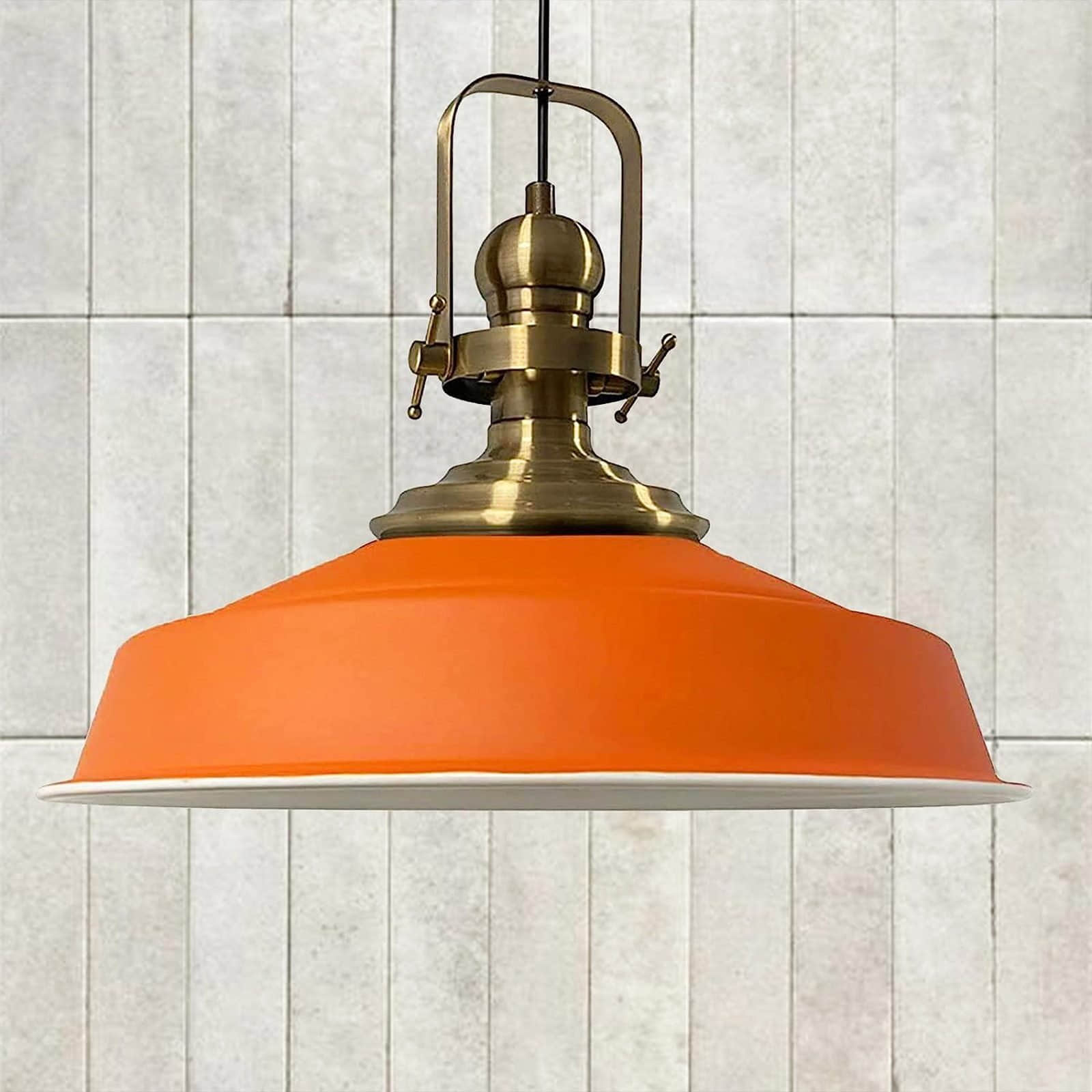 Bamyum Vintage Metal Pendant Light - 41cm E27 Hanging Lamp with Adjustable Cable, Dimmable (Bulb Not Included) - Copper/Gold Finish Orange Bamyum Lampen