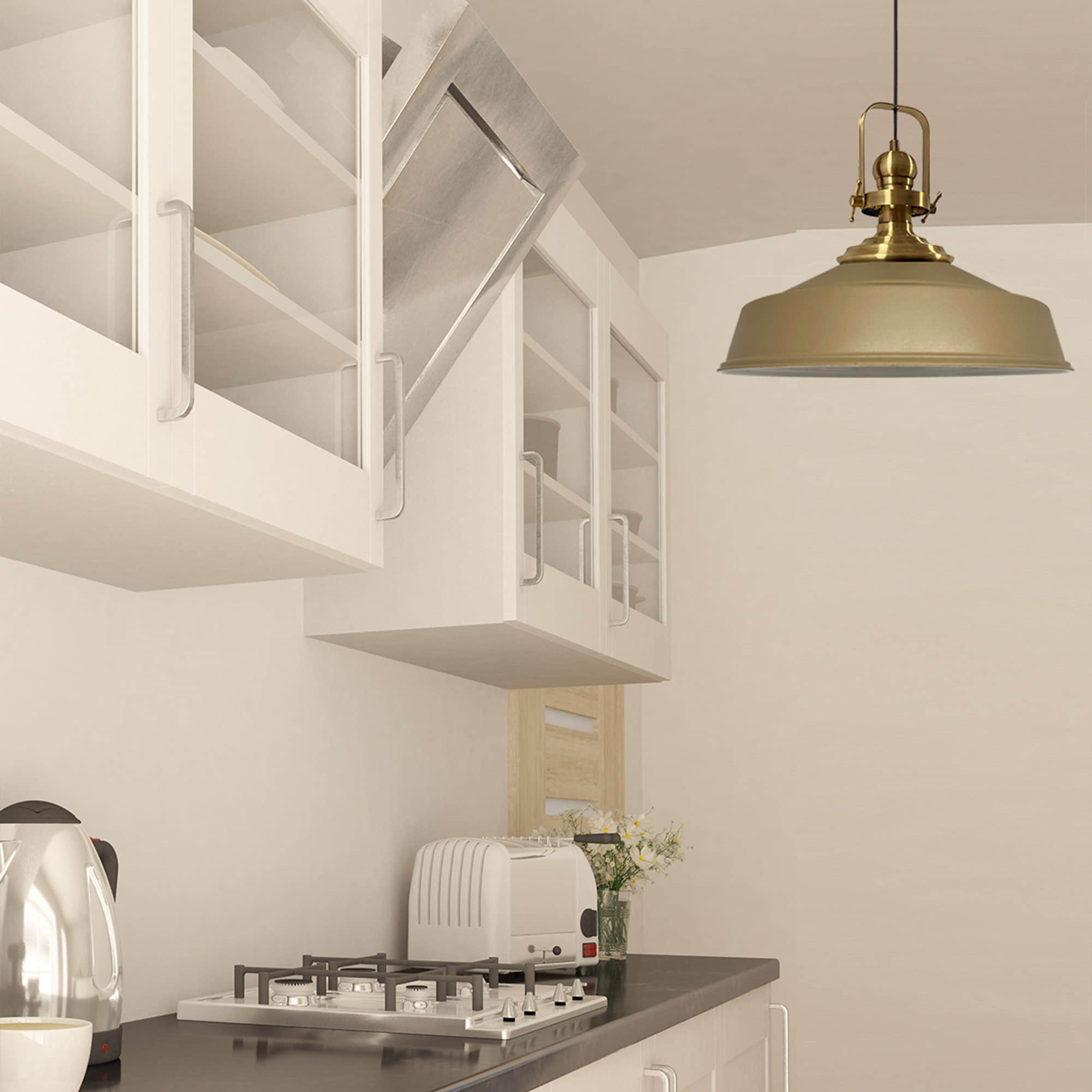 Bamyum Bamyum Vintage Metal Pendant Light - 41cm E27 Hanging Lamp with Adjustable Cable, Dimmable (Bulb Not Included) - Copper/Gold Finish Beige Lampen