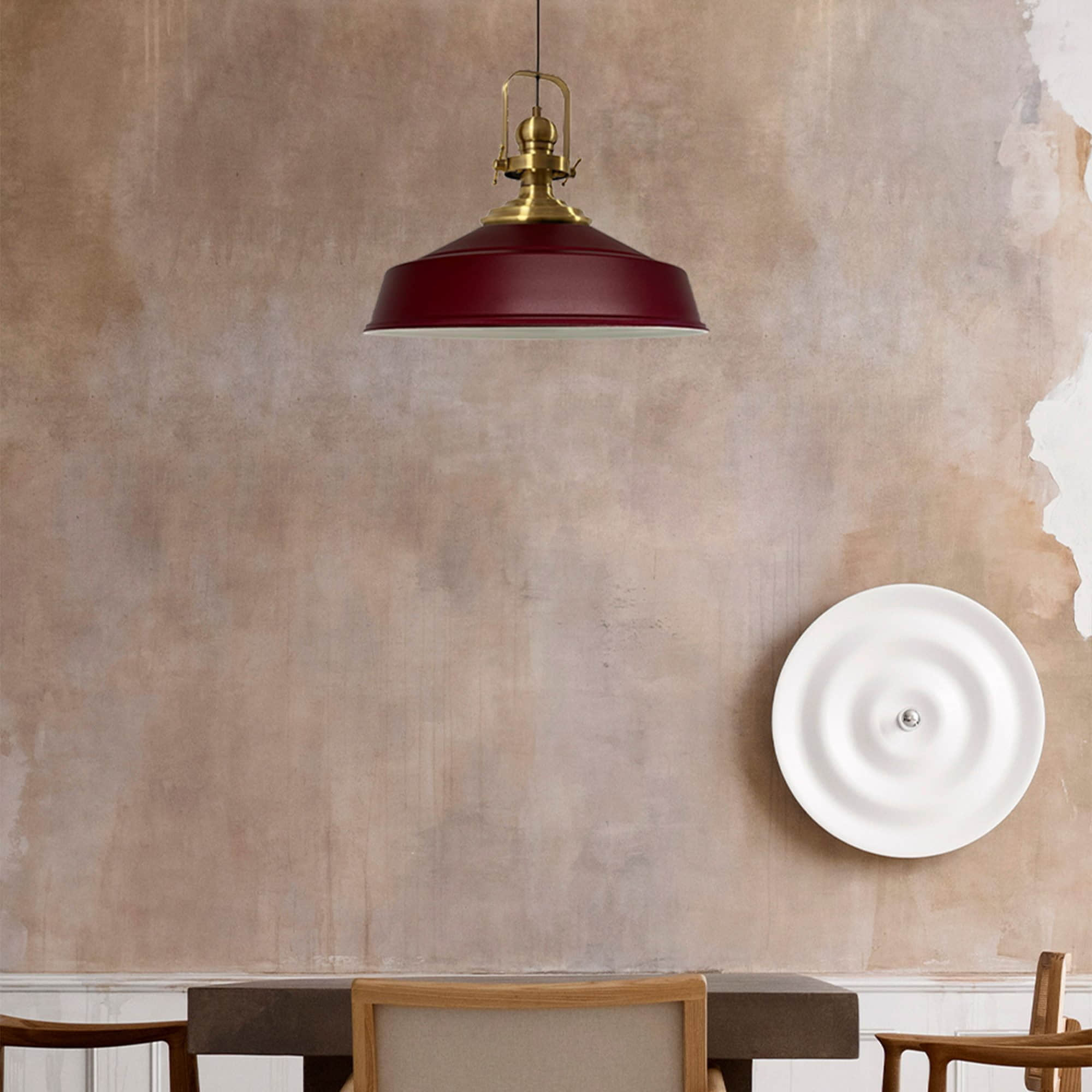Bamyum Vintage Metal Pendant Light - 41cm E27 Hanging Lamp with Adjustable Cable, Dimmable (Bulb Not Included) - Copper/Gold Finish Bordeaux Lampen Bamyum