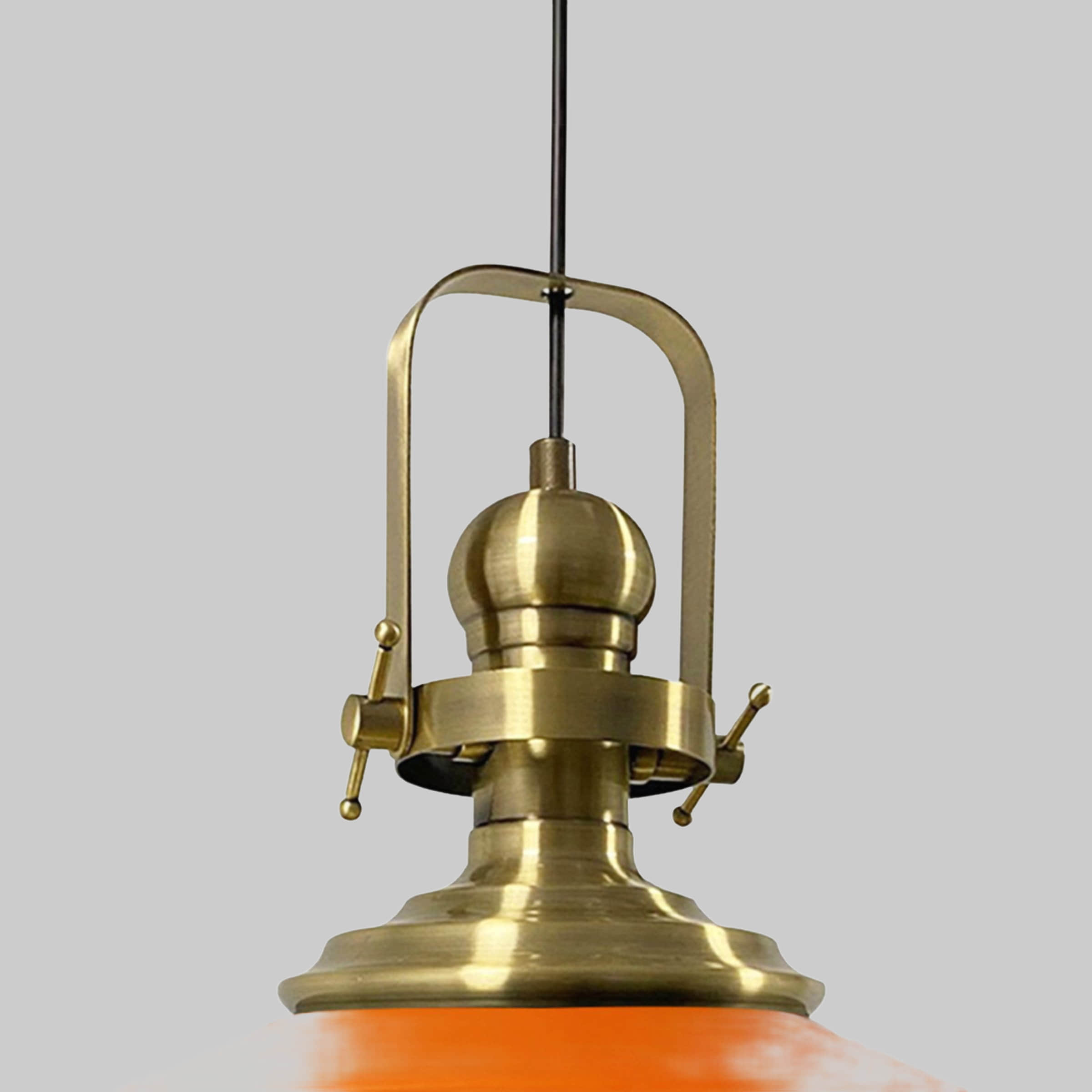 Bamyum Vintage Metal Pendant Light - 41cm E27 Hanging Lamp with Adjustable Cable, Dimmable (Bulb Not Included) - Copper/Gold Finish Orange Bamyum Lampen