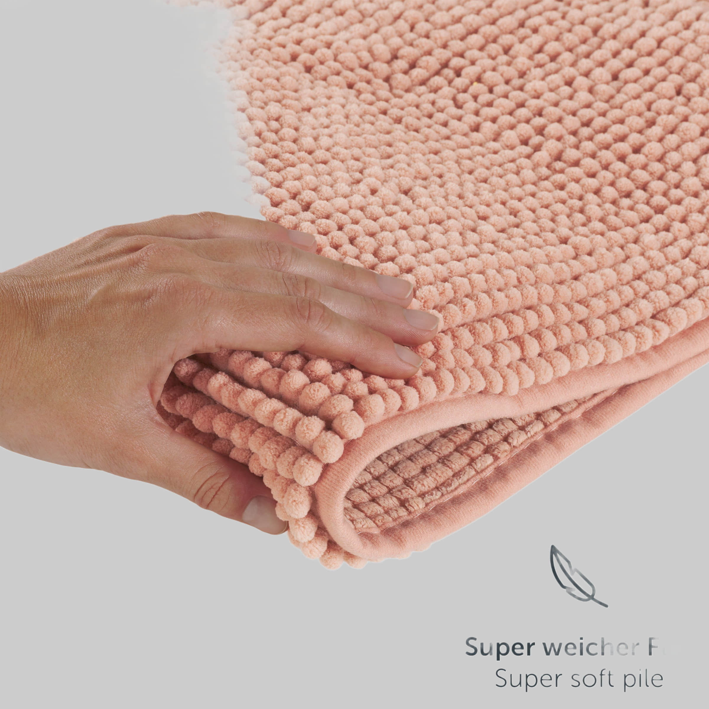 Blumtal Premium Chenille Badematte – Extra weicher Badezimmerteppich (50x80/60x90/70x120cm) mit rutschfester Unterseite, 100% Polyester, maschinenwaschbar bei 40°C Rosa Blumtal Badematten