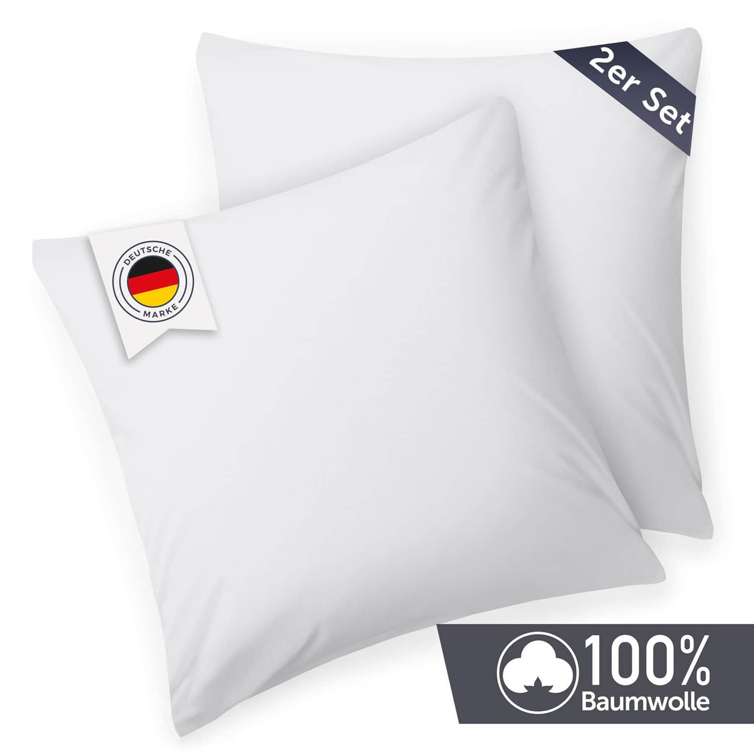 Kissen Blumtal Blumtal Premium Jersey-Kissenbezug 2er-Set (40x80 cm) – 100% Baumwolle, OEKO-TEX® zertifiziert, 12 Farben, superweich & atmungsaktiv Weiß