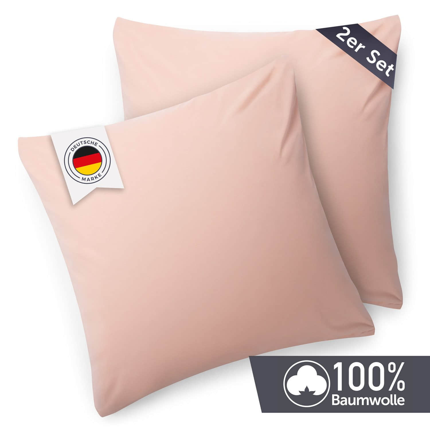 Blumtal Blumtal Premium Jersey-Kissenbezug 2er-Set (40x80 cm) – 100% Baumwolle, OEKO-TEX® zertifiziert, 12 Farben, superweich & atmungsaktiv Dusty Rosa Kissen
