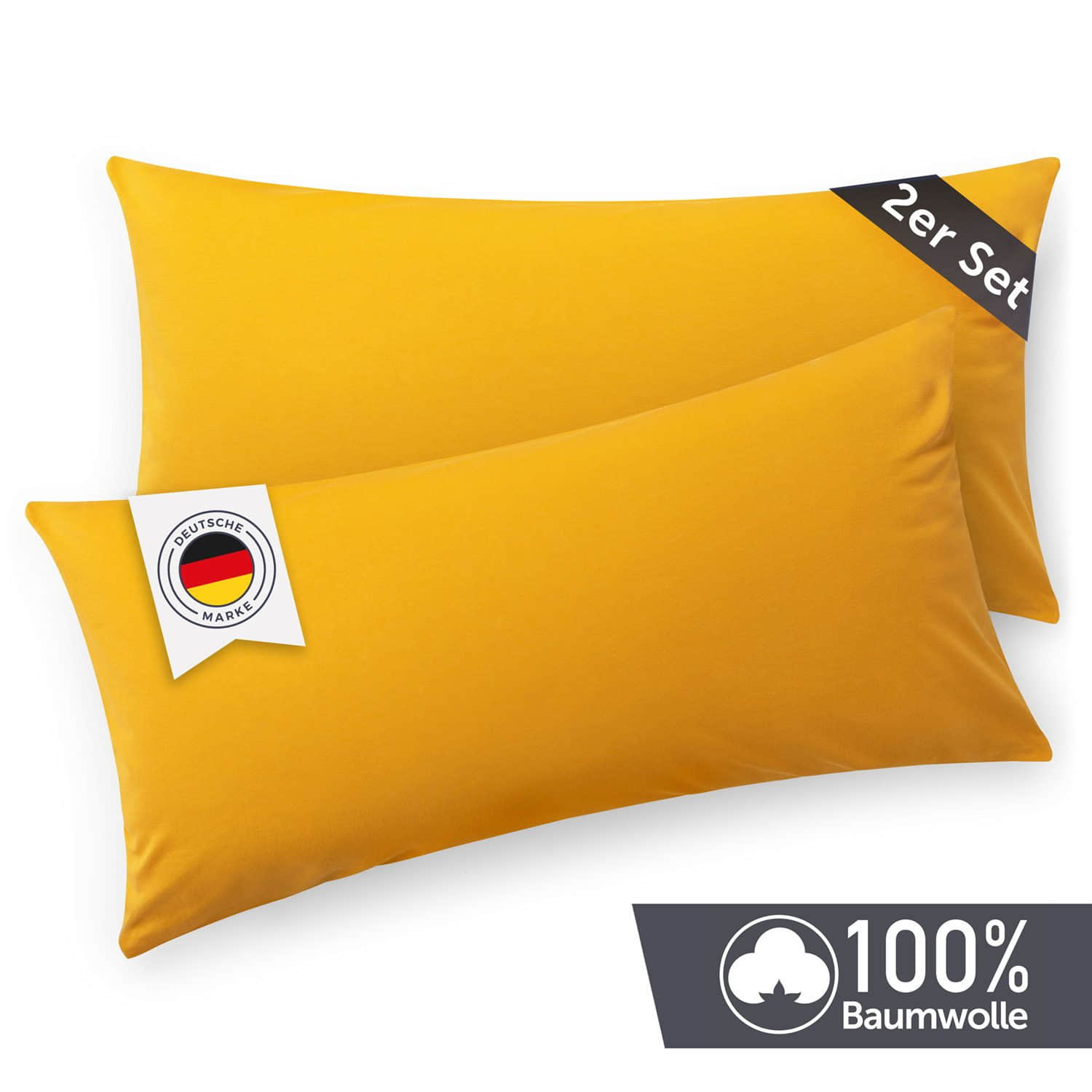 Kissen Blumtal Blumtal Premium Jersey-Kissenbezug 2er-Set (40x80 cm) – 100% Baumwolle, OEKO-TEX® zertifiziert, 12 Farben, superweich & atmungsaktiv Sunflower