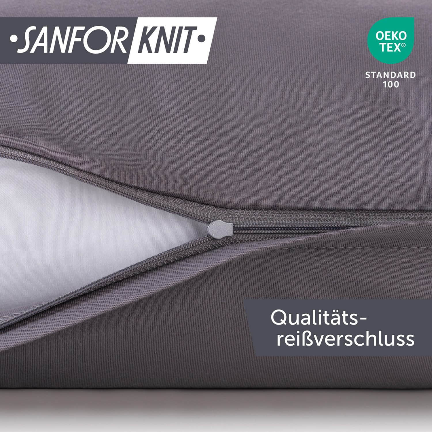 Blumtal Premium Jersey-Kissenbezug 2er-Set (40x80 cm) – 100% Baumwolle, OEKO-TEX® zertifiziert, 12 Farben, superweich & atmungsaktiv Grau Kissen Blumtal