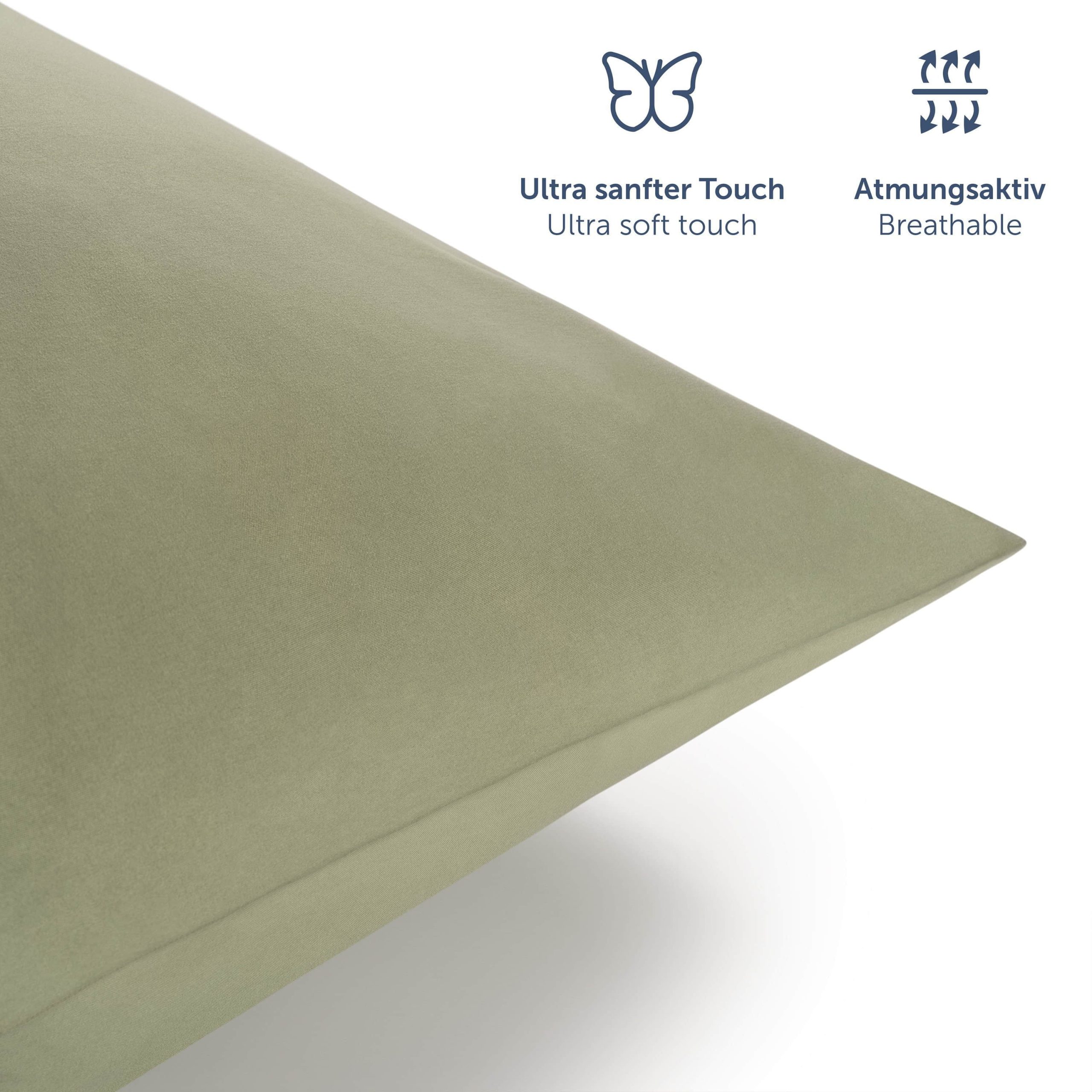 Blumtal Premium Microfiber Bedding Set | OEKO-TEX® Certified 100% Polyester | Wrinkle & Fade Resistant | Complete Sheet Sets with Pillowcases Olivgrün Bettwäsche Blumtal