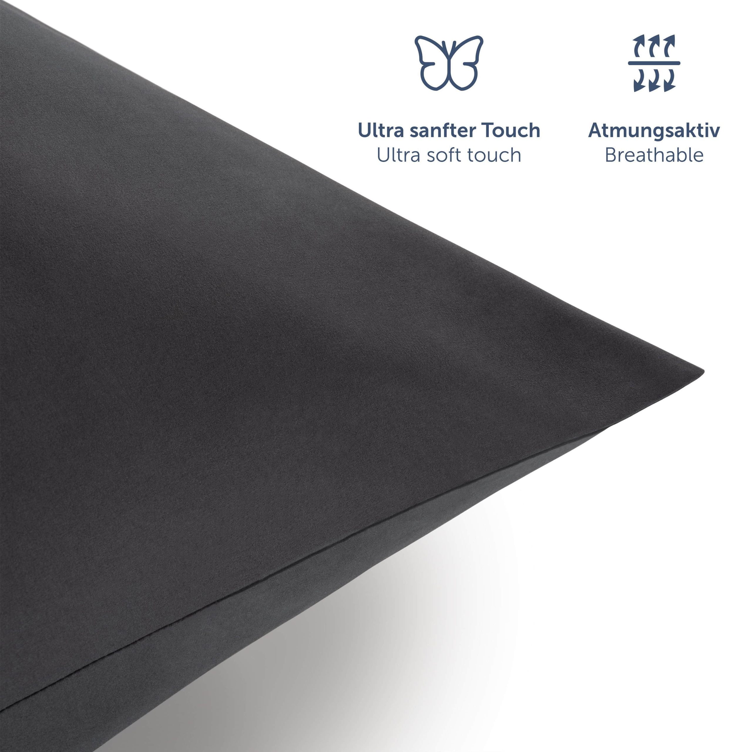Blumtal Premium Microfiber Bedding Set | OEKO-TEX® Certified 100% Polyester | Wrinkle & Fade Resistant | Complete Sheet Sets with Pillowcases Anthrazit Bettwäsche Blumtal