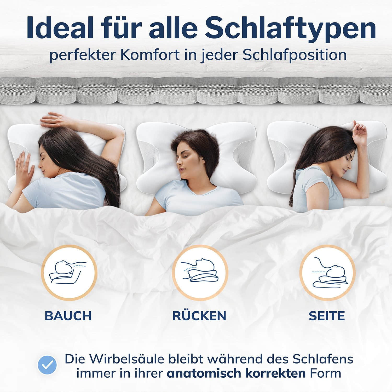 CALMONT Orthopädisches Nackenkissen Memory Foam | Medizinisch entwickeltes Nackenstützkissen gegen Schmerzen | Ideal für Seitenschläfer & Rückenschläfer | Mit waschbarem Bezug & OEKO-TEX Zertifizierung CALMONT Kissen