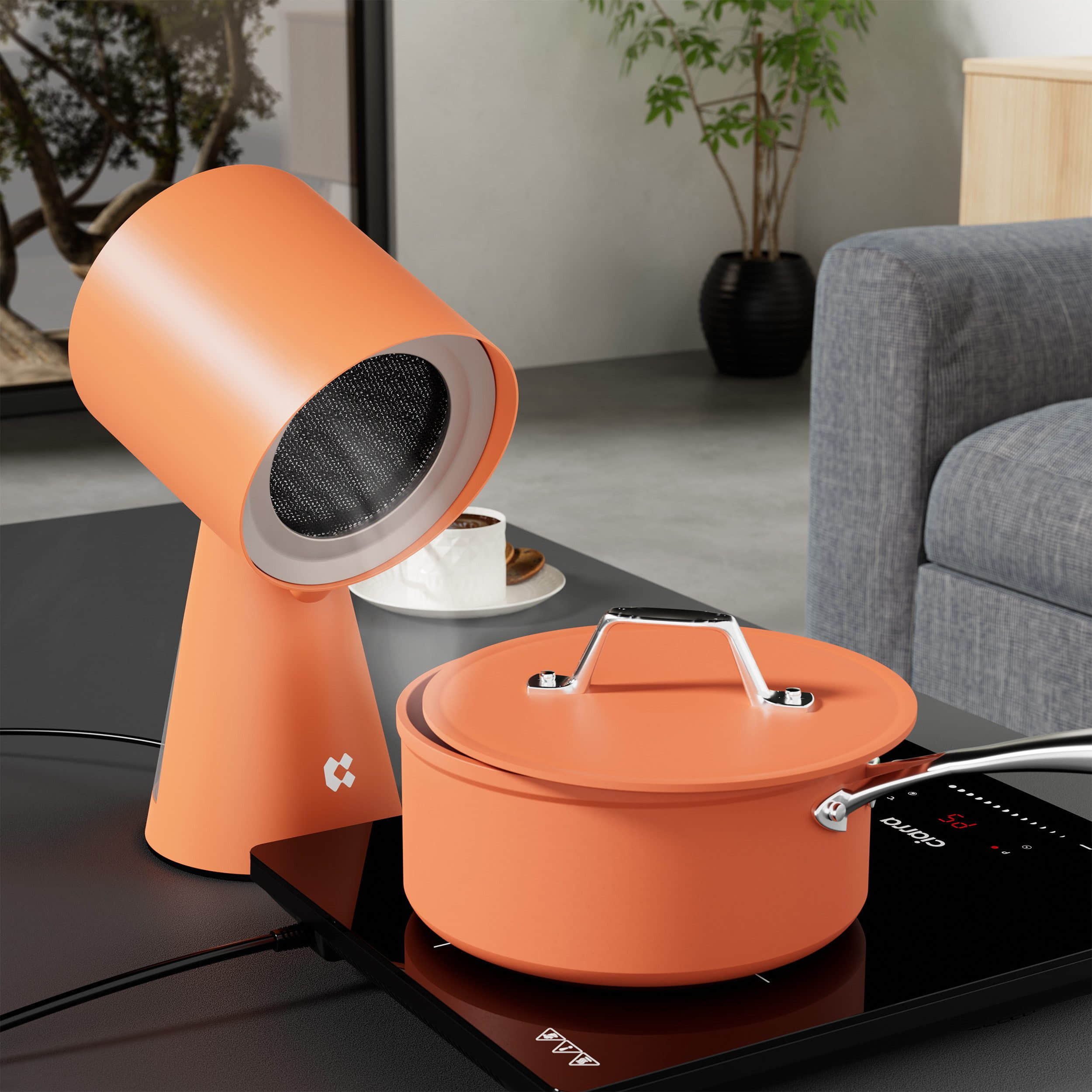 CIARRA VMBWPL01-4 HOOD TO GO Mini-Dunstabzugshaube Tragbar Blau - Umluft 2 Stufen für Camping, Wohnmobil & kleine Küchen Orange Kochfelder & Kochgeräte CIARRA