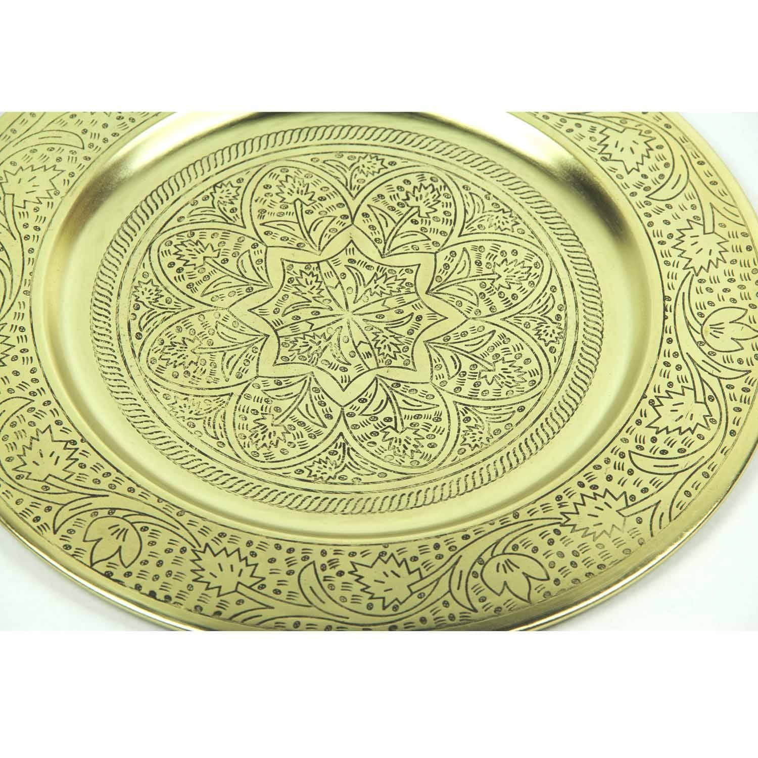 Casa Moro Nermin 30 Marokkanisches Serviertablett – Handgefertigte Metall-Teetablett (Ø30cm, Antik Gold) mit orientalischen Mustern für Ramadan, Teezeit & Deko Dekoration Casa Moro