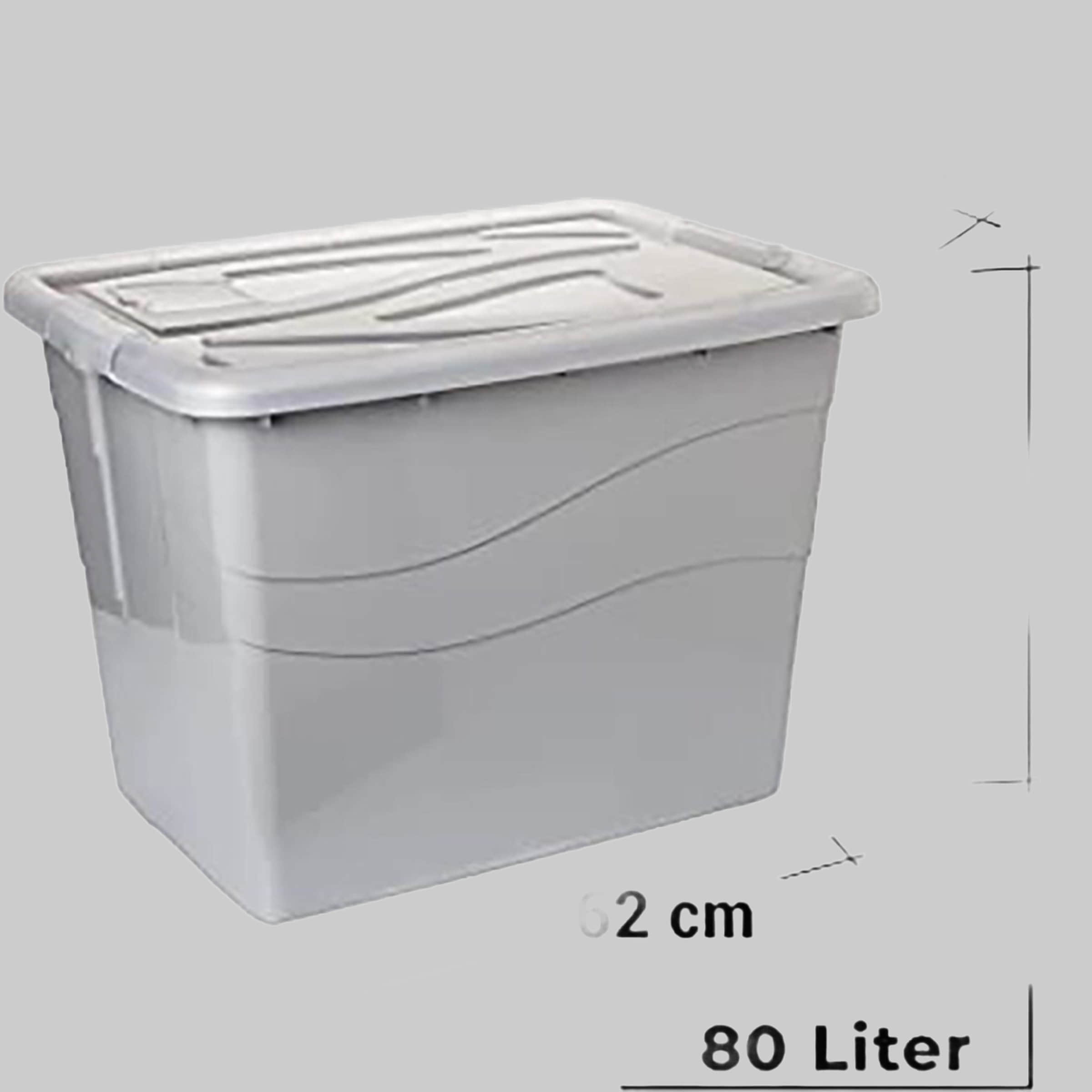 Centi Centi XXL 80L Storage Box Set (2-Pack) - Heavy Duty Stackable Plastic Containers with Locking Lids & Wheels - 45x54x40cm Rosa Organizers for Home/Garage/Office Aufbewahrung