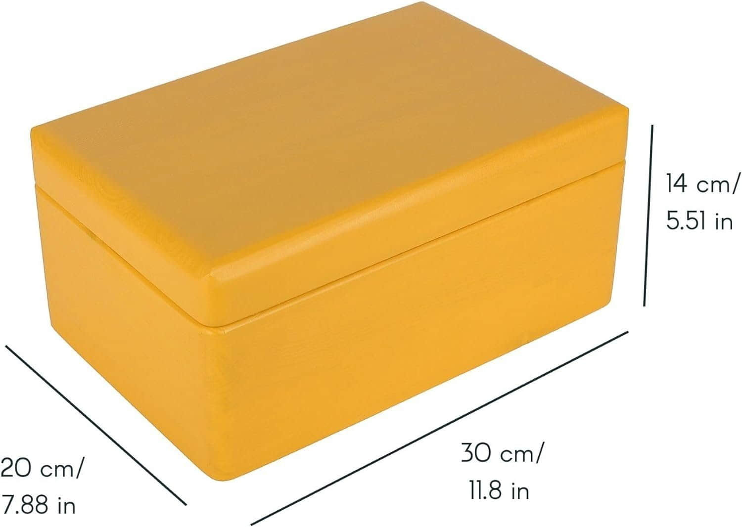Creative Deco Holzkiste mit Deckel | Große Aufbewahrungsbox 30x20x14 cm | Massivholz Erinnerungskiste für Baby, Wein, Werkzeuge & Deko Gelb Creative Deco Aufbewahrung