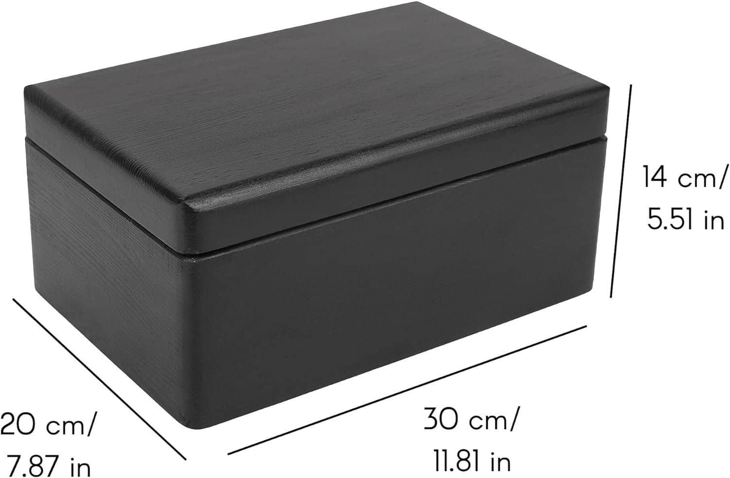 Creative Deco Holzkiste mit Deckel | Große Aufbewahrungsbox 30x20x14 cm | Massivholz Erinnerungskiste für Baby, Wein, Werkzeuge & Deko Schwarz Aufbewahrung Creative Deco