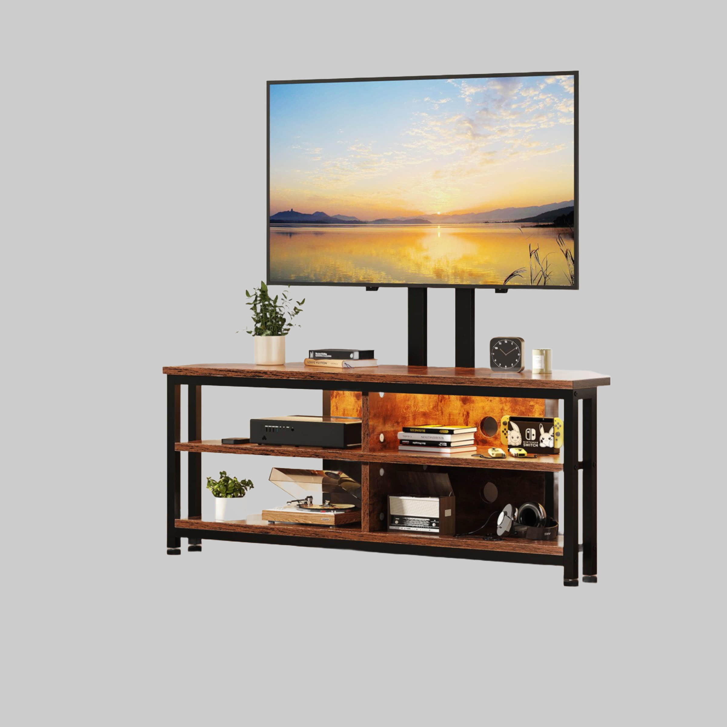 Dripex Kommoden & Sideboards DRIPEX Corner TV Cabinet with LED Lights - 106cm Wide Retro Brown Lowboard (MDF) for 65" TVs | 2 Storage Compartments | Space-Saving Design 106cm mit
