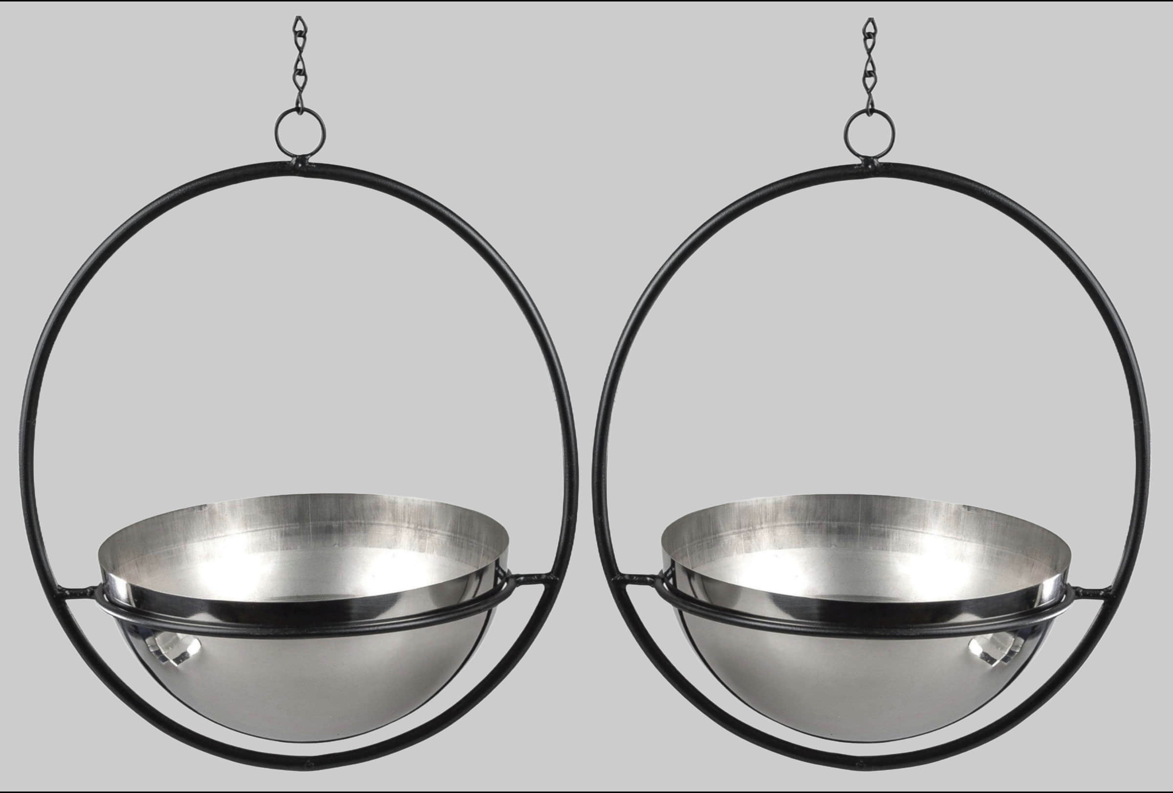 DanDiBo Metal Wall Hanging Planters Set of 2 with Silver Pots – 78cm Chain Indoor/Outdoor Flower Hangers for Herbs, Succulents & Decor (Industrial Style) Dekoration DanDiBo