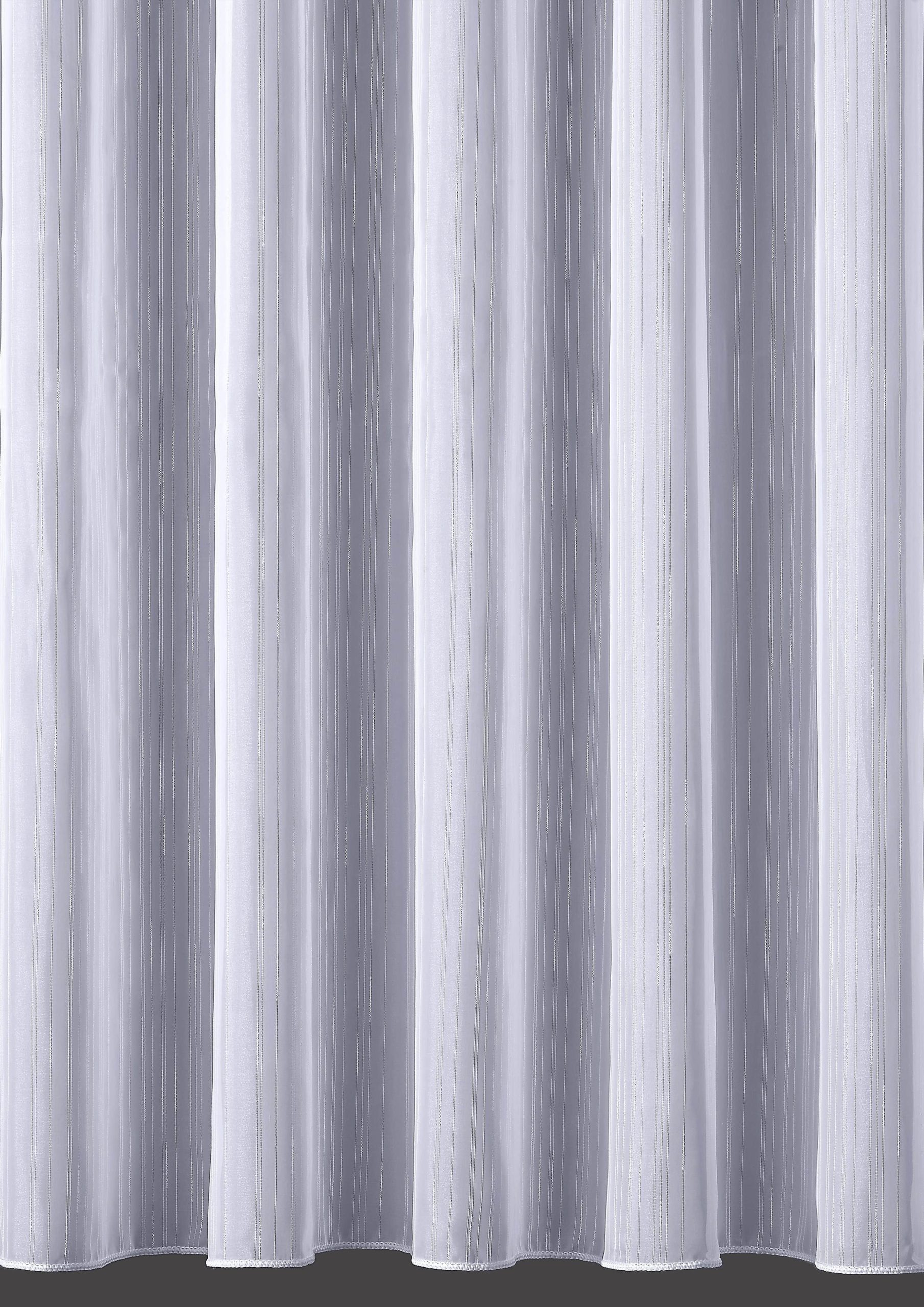 DecoHome24 Gardine Voile Streifen Weiß – Maßgefertigte halbtransparente Voile-Gardine mit Kräuselband (1 Stück) | Elegante Fensterdekoration DecoHome24 Gardinen