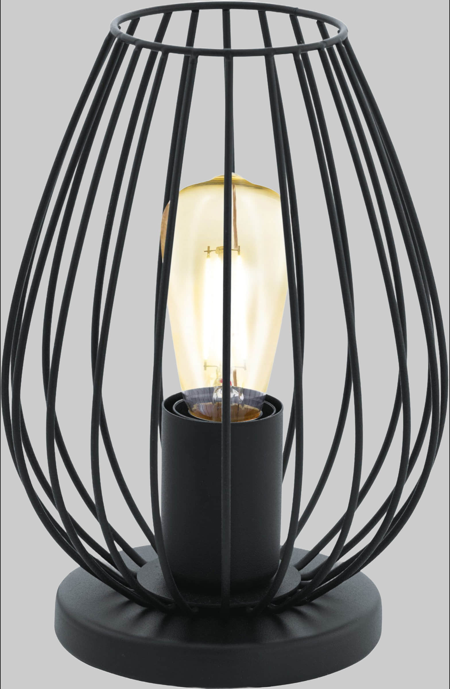 EGLO EGLO NEWTOWN Vintage Industrial Table Lamp - Black Steel Cage Design with E27 Socket (Max 60W) - Bedside or Desk Lighting Lampen
