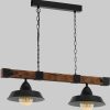 Lampen EGLO EGLO Pendelleuchte OLDBURY aus Holz & Metall | Hängeleuchte mit E27 Fassung | dimmbare Esstischlampe | 90 cm Länge | ohne Leuchtmittel