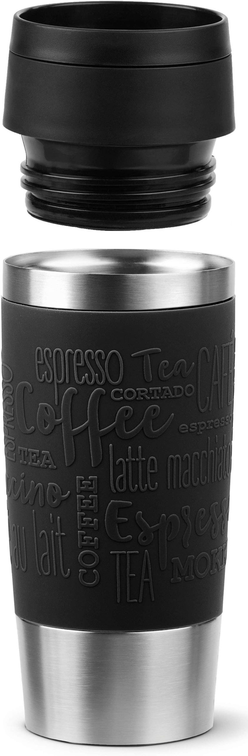 EMSA Travel Mug Classic Thermobecher - Edelstahl Isolierbecher mit 360° Öffnung (360ml/500ml) | 4-6h Heißhaltung | Spülmaschinenfest | 100% Dicht Schwarz Emsa Geschirr & Tischaccessoires