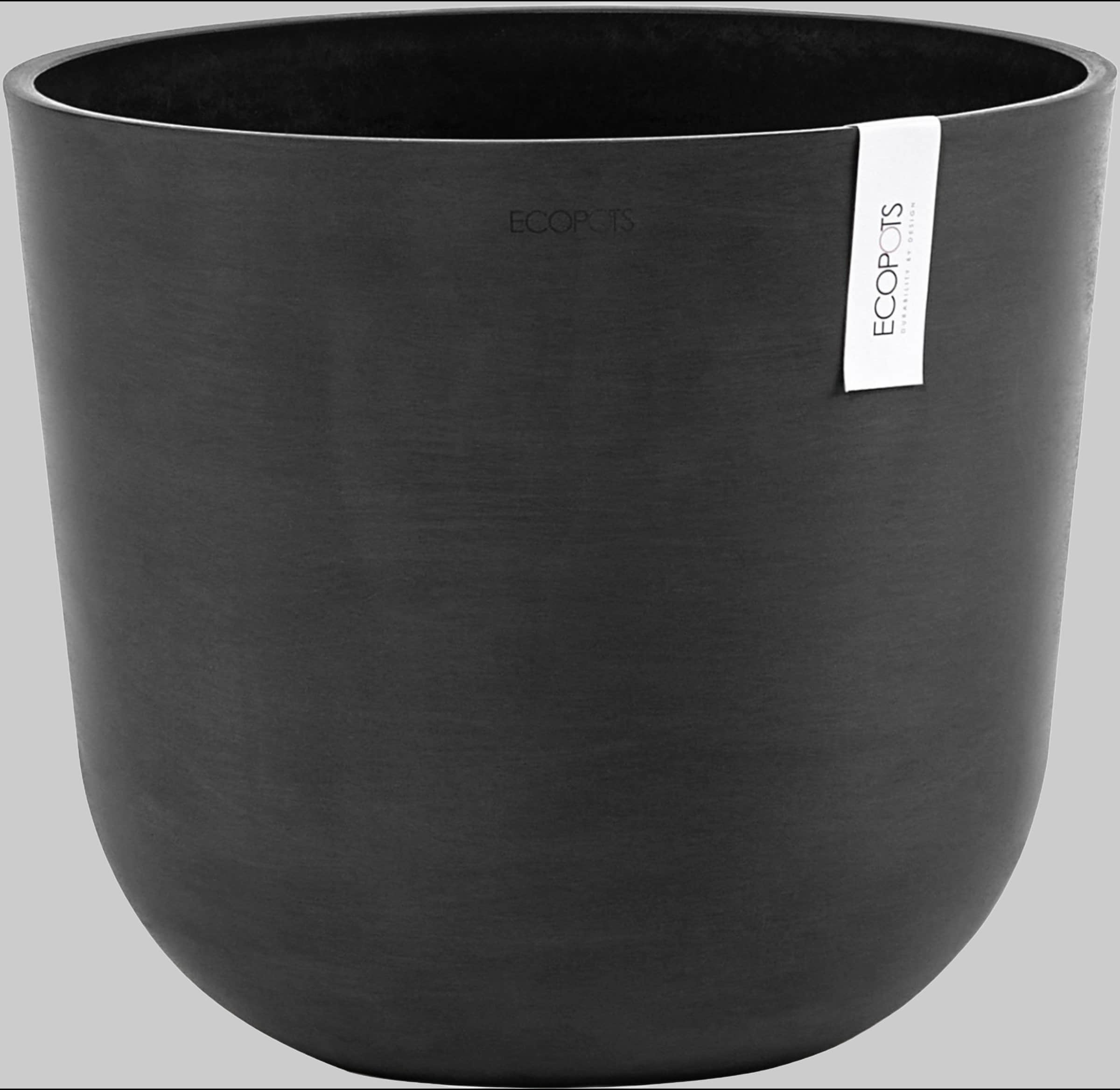 Garten & Balkon ECOPOTS Ecopots Oslo 35cm Dark Grey Recycled Plastic Flower Pot - Large Round Planter for Indoor/Outdoor Plants - Frostproof & UV-Resistant