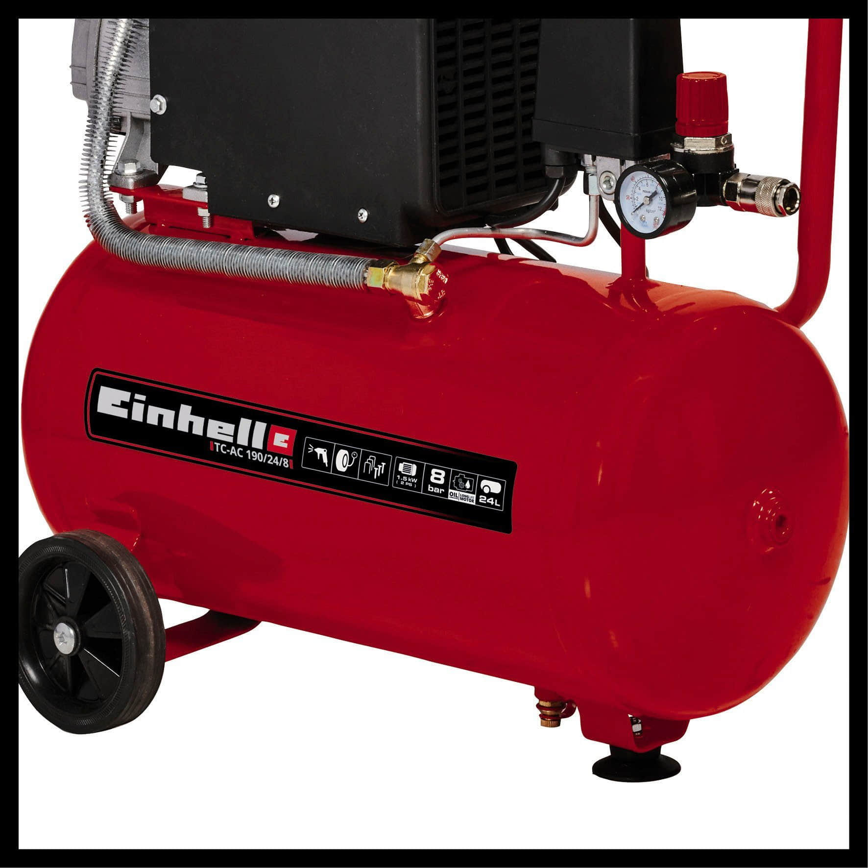 Einhell TC-AC 190/24/8 Oil-Lubricated Air Compressor | 1500W Motor | 8 Bar Max Pressure | 24L Steel Tank | For Professional & DIY Use Einhell Werkzeug & Maschinen